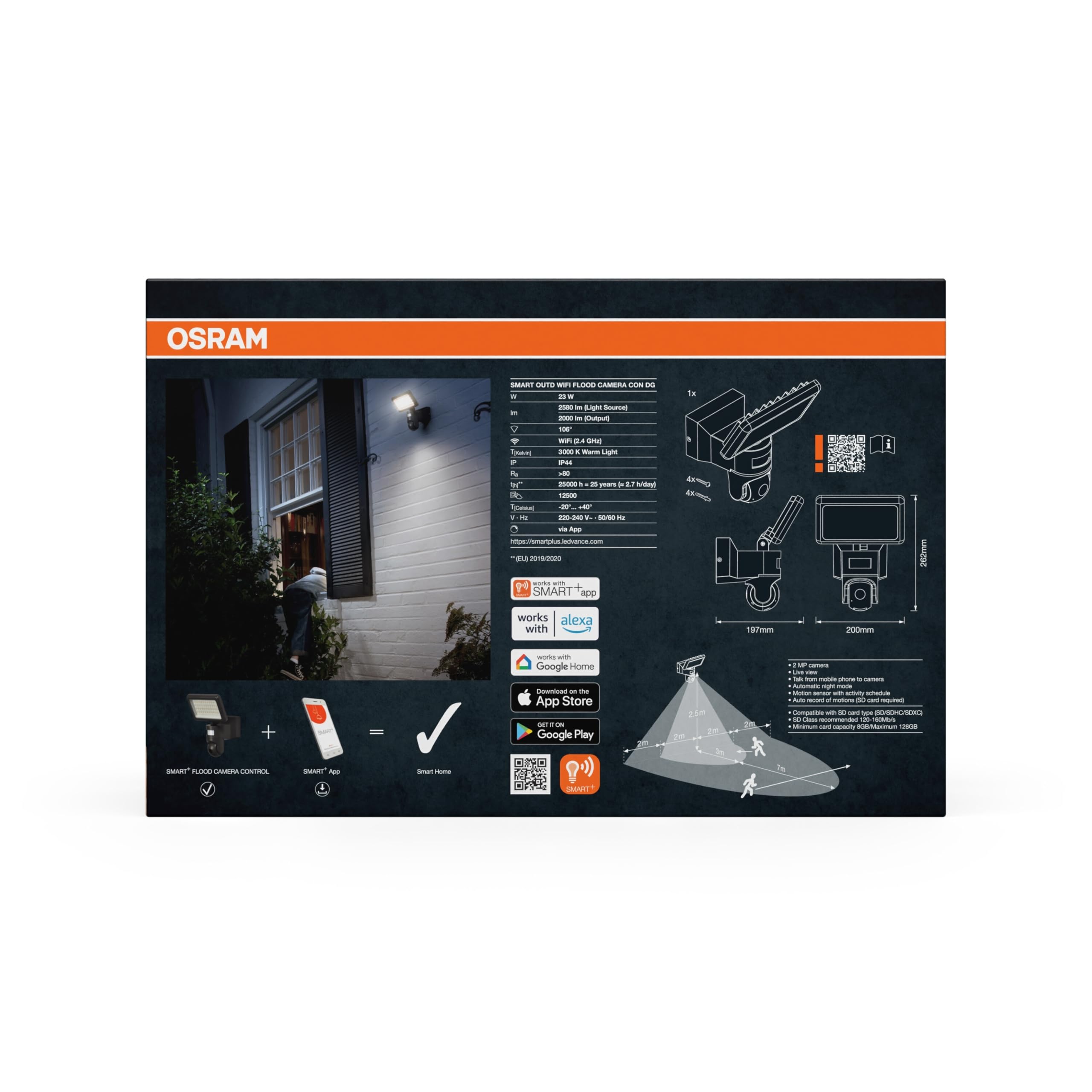 OSRAM SMART+ Flood LED-Strahler mit Kamera warmweiß