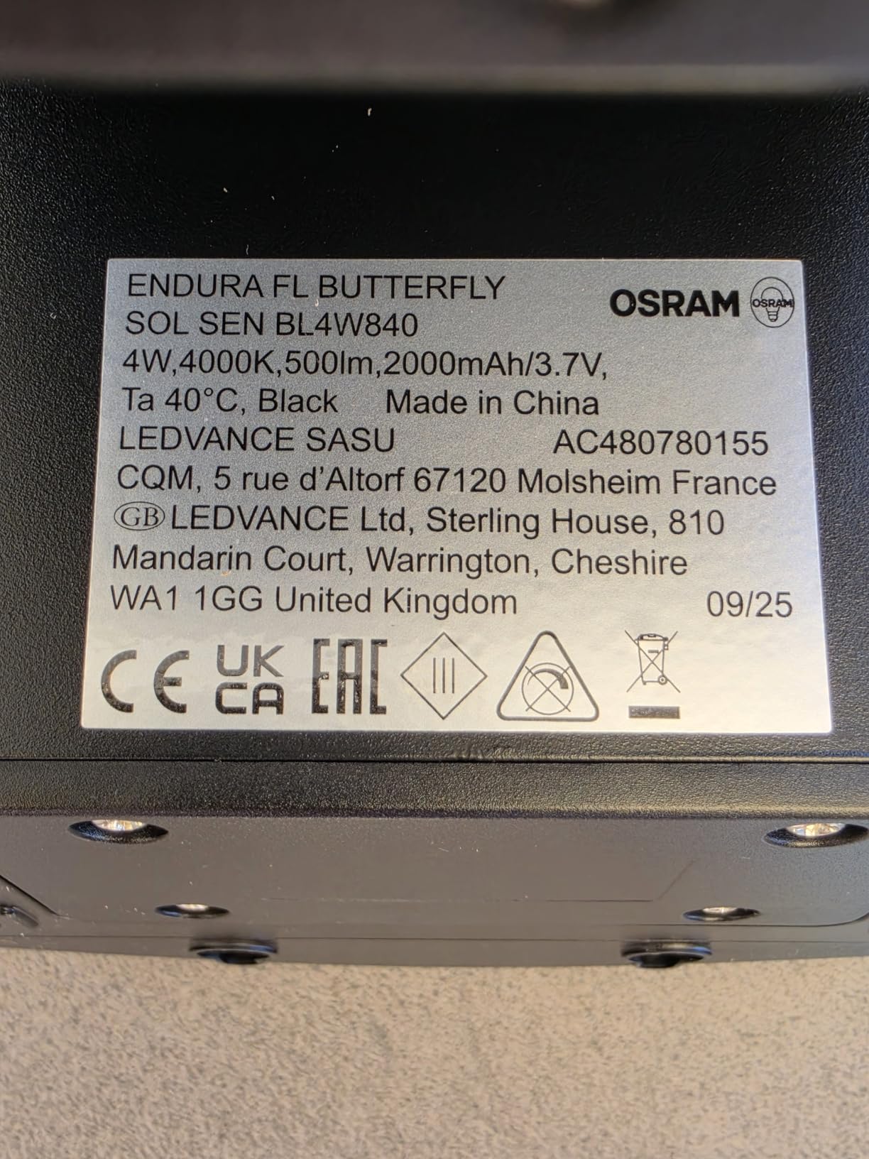 ams OSRAM ENDURA Butterfly Solar-Flutlicht 4W schwarz