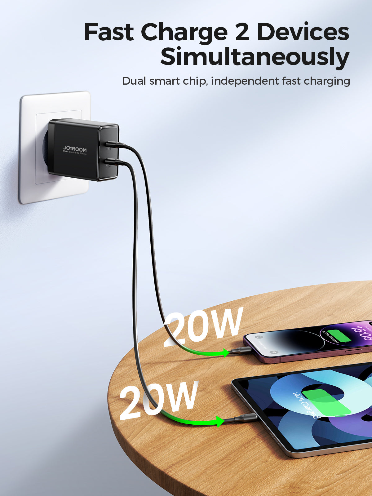 JOYROOM Chargers JR-TCF09 Ladegerät 40W 2C schwarz