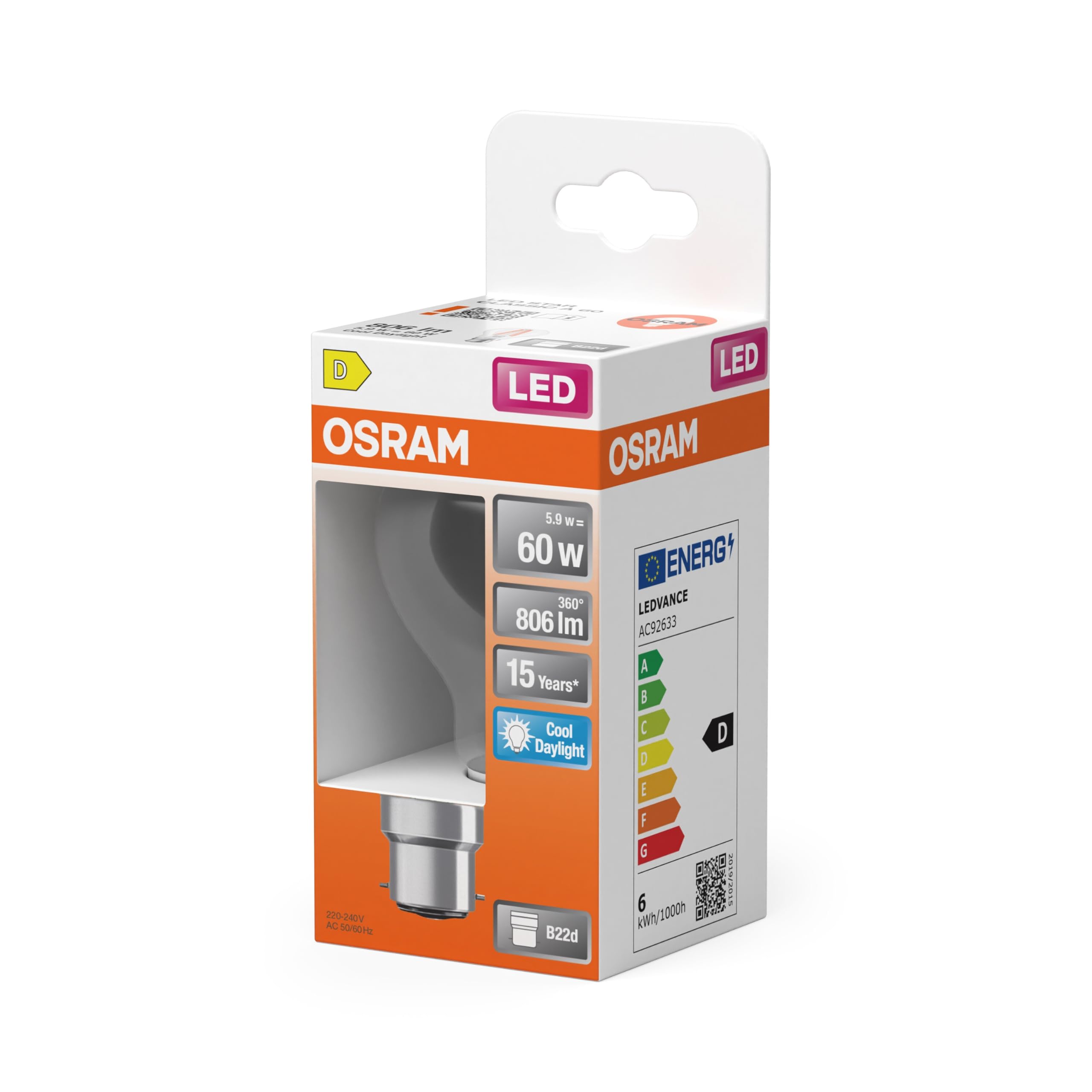 OSRAM Star Classic A60 Filament LED E27 kaltweiß 60W-Ersatz