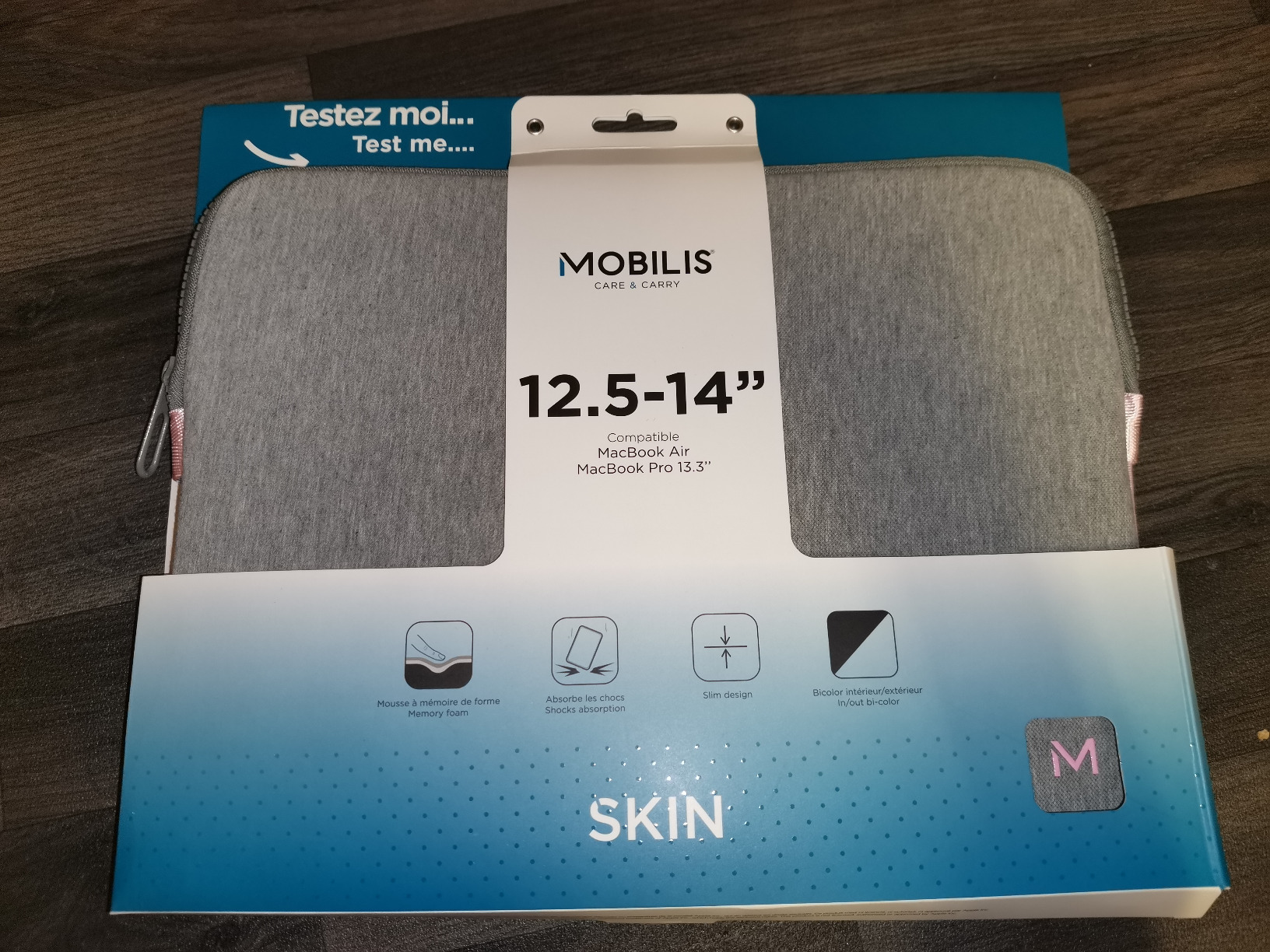 Mobilis Laptop Sleeve 14 Zoll Memory-Foam grau rosa