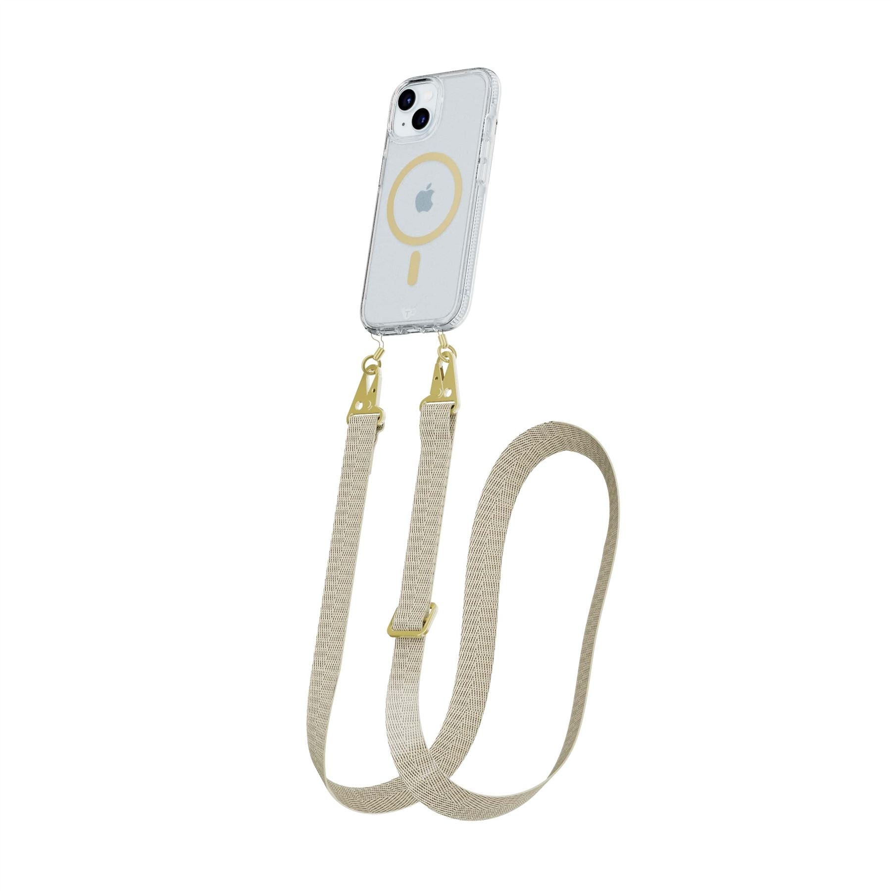 Tech21 FlexQuartz 15 Plus Hülle Gold MagSafe mit Band