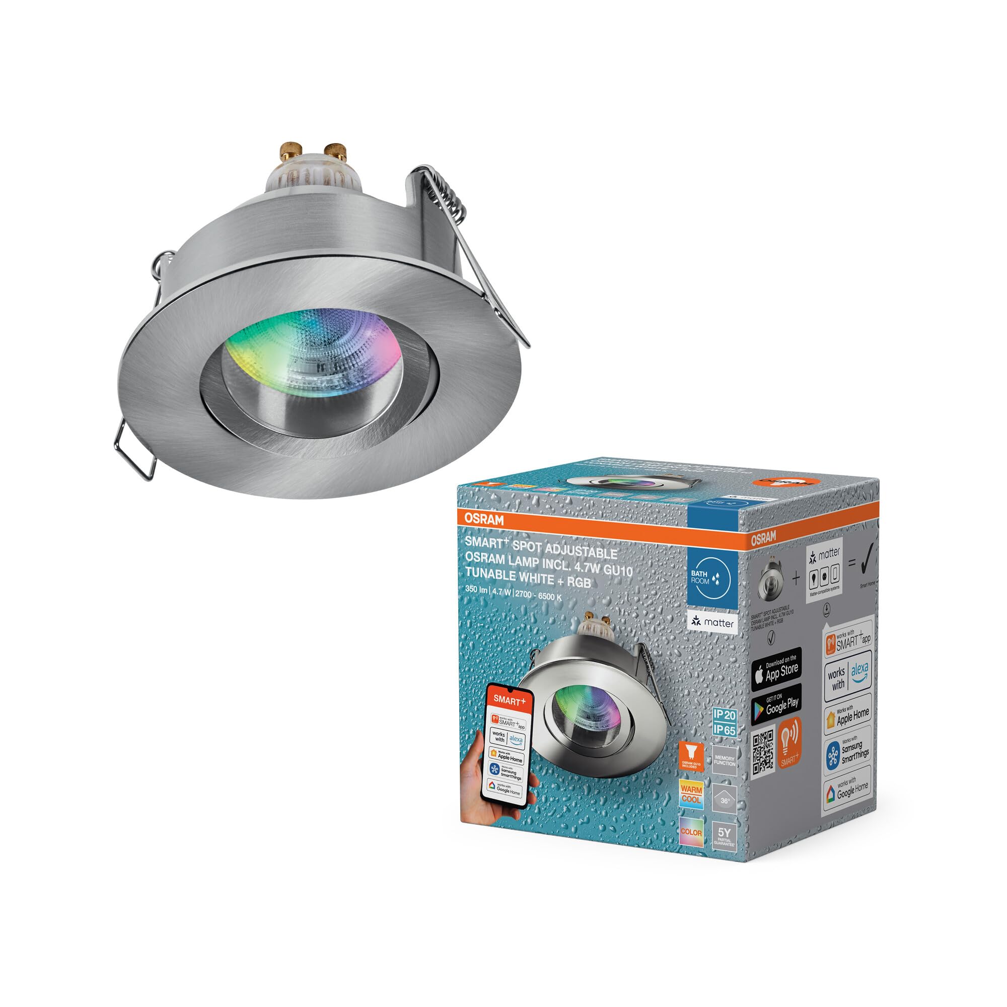 ams OSRAM SMART+ GU10 Einbauspot Satin Nickel RGBW