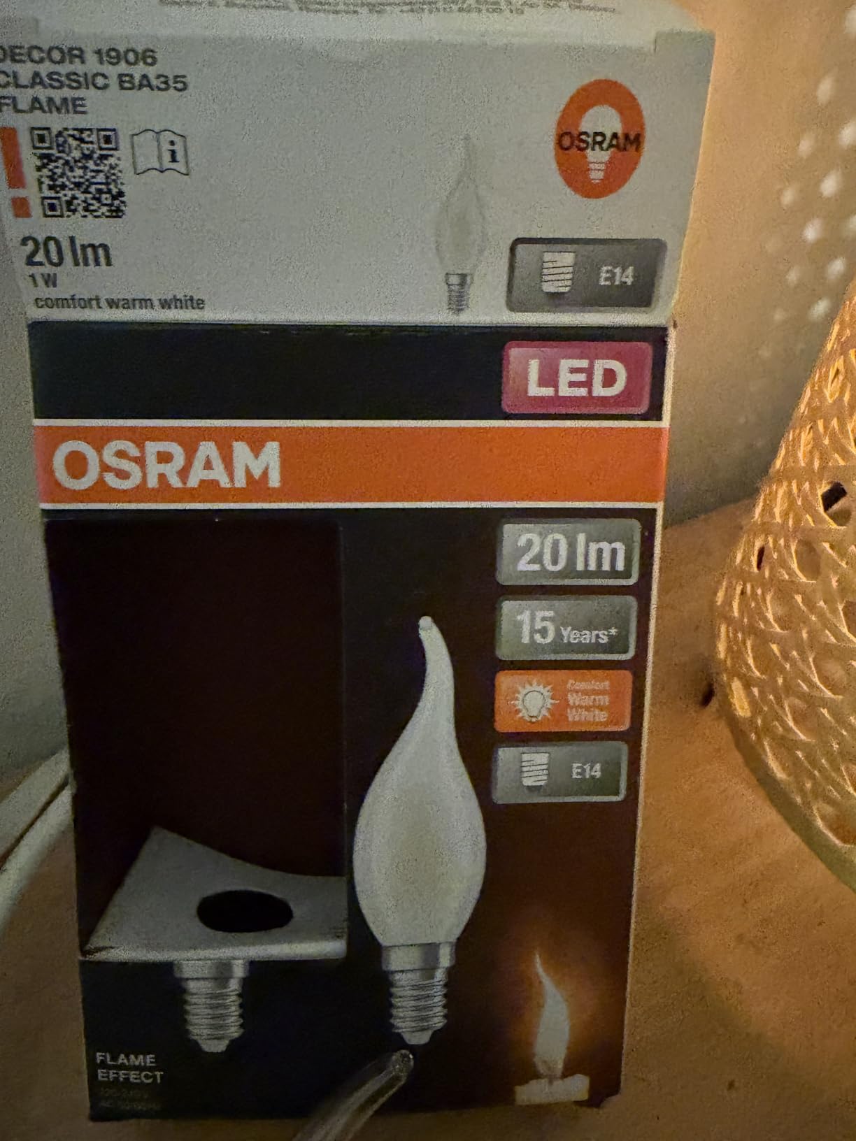 ams OSRAM LED-Lampe E14 Flammeneffekt matt 1W