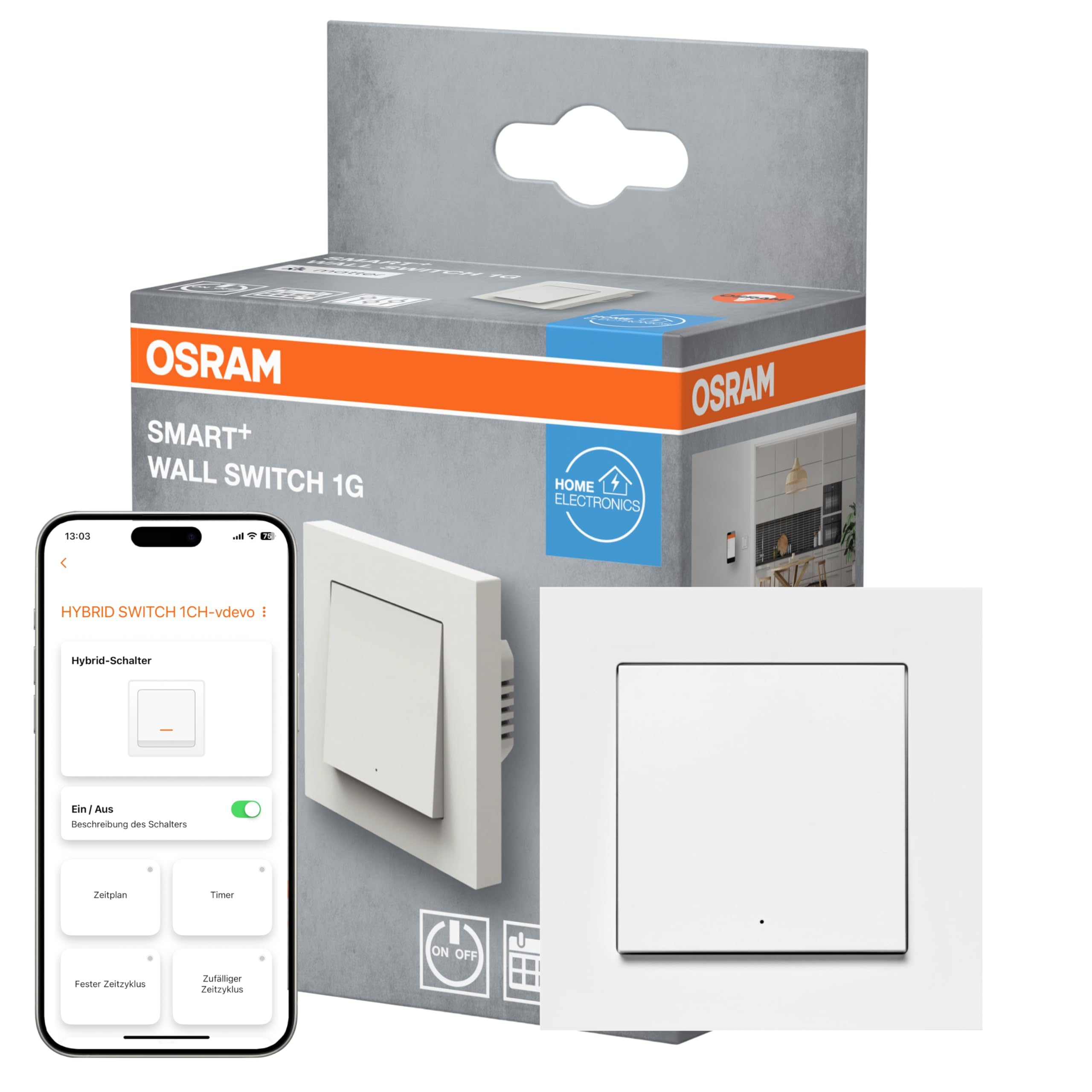 ams OSRAM SMART+ WiFi Matter Wandschalter 2-Kanal weiß