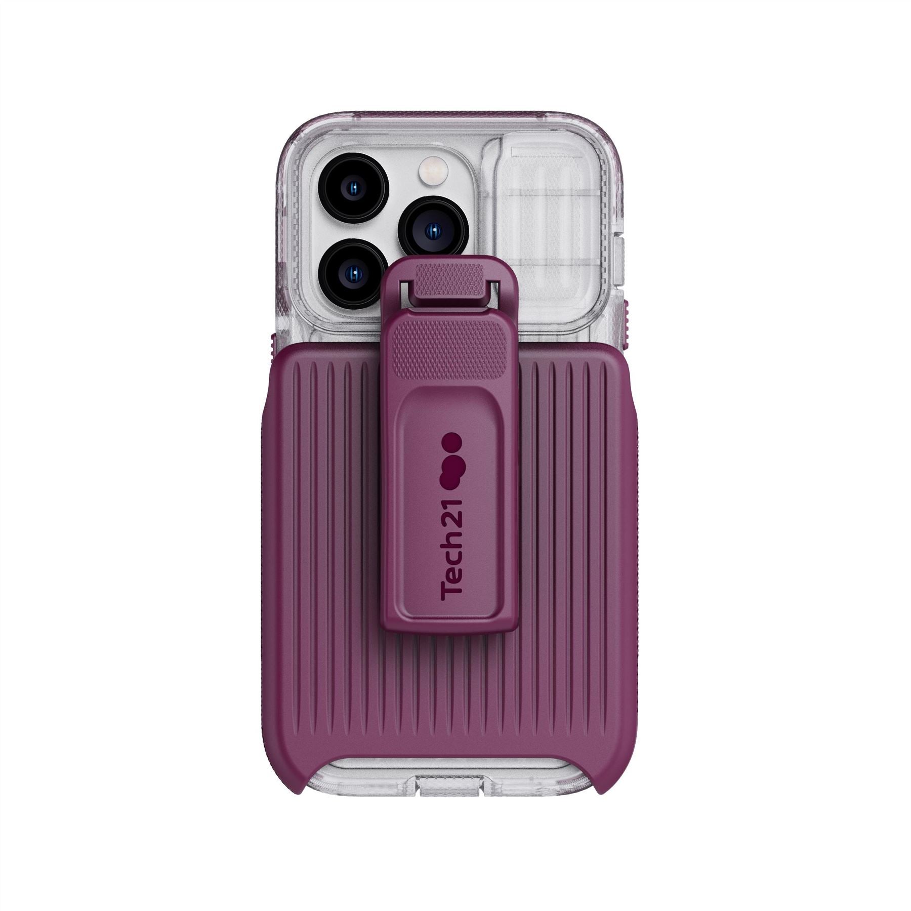 Tech21 EvoMax iPhone 14 Pro Hülle Frosted Purple MagSafe