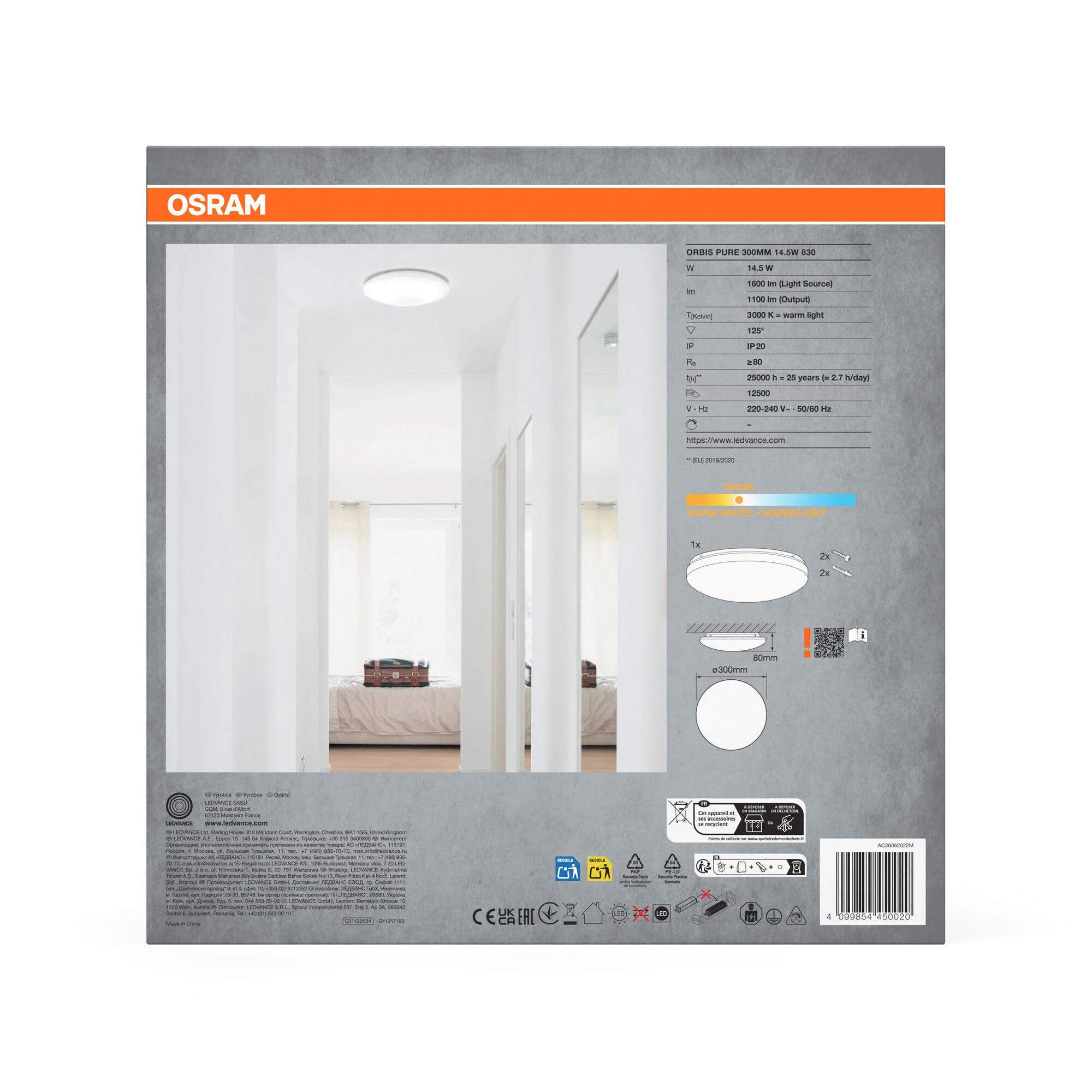 OSRAM SMART+ Orbis Pure LED-Deckenleuchte 300mm 15,5W weiß