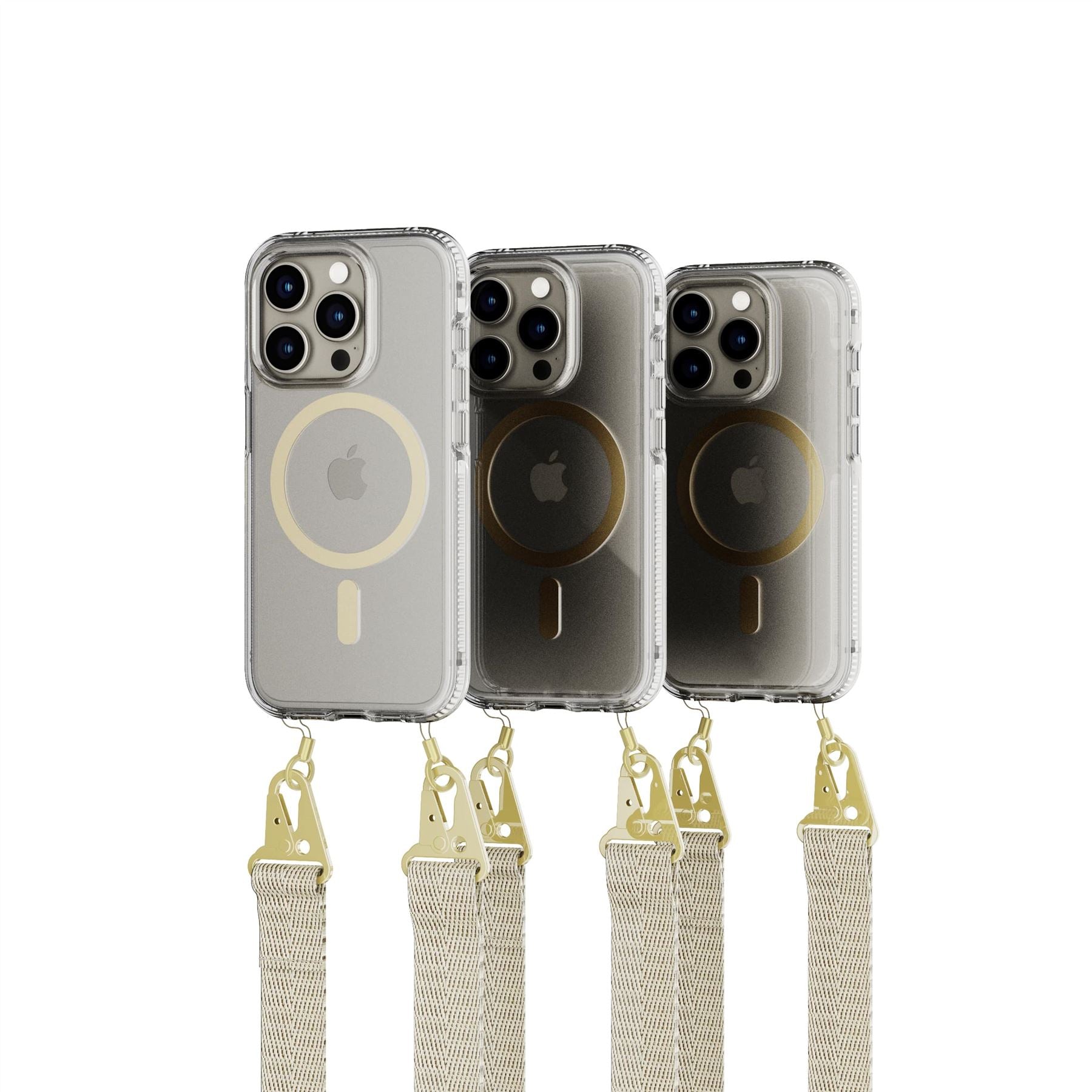 Tech21 FlexQuartz iPhone 15 Pro Handyhülle Gold MagSafe + Band