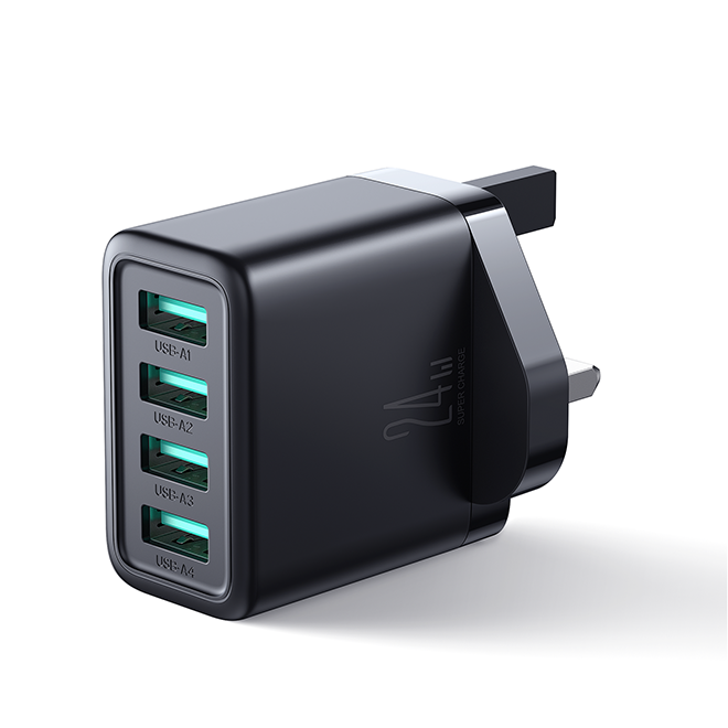 JOYROOM JR-TCN03 4.8A USB Ladegerät Schwarz 4-Port 24W