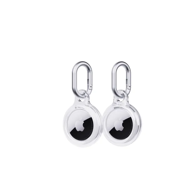 Tech21 EvoClear AirTag Hülle Clear 2er Pack Karabiner