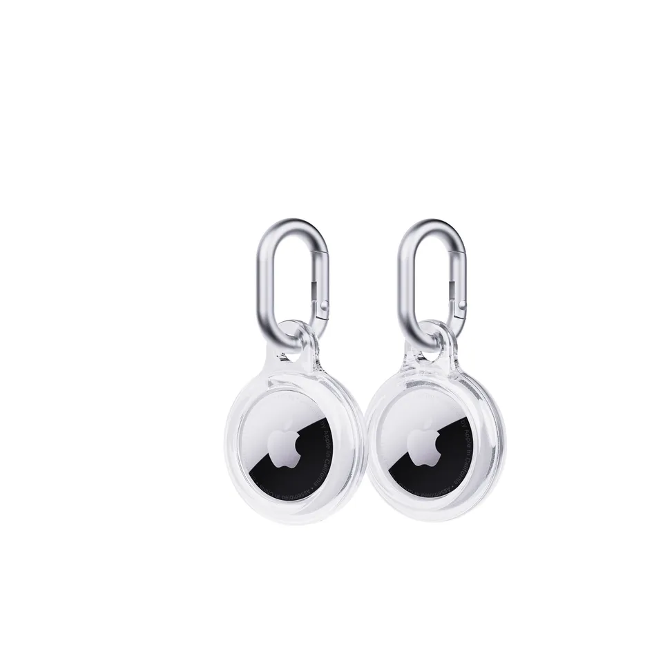 Tech21 EvoClear AirTag Hülle Clear 2er Pack Karabiner