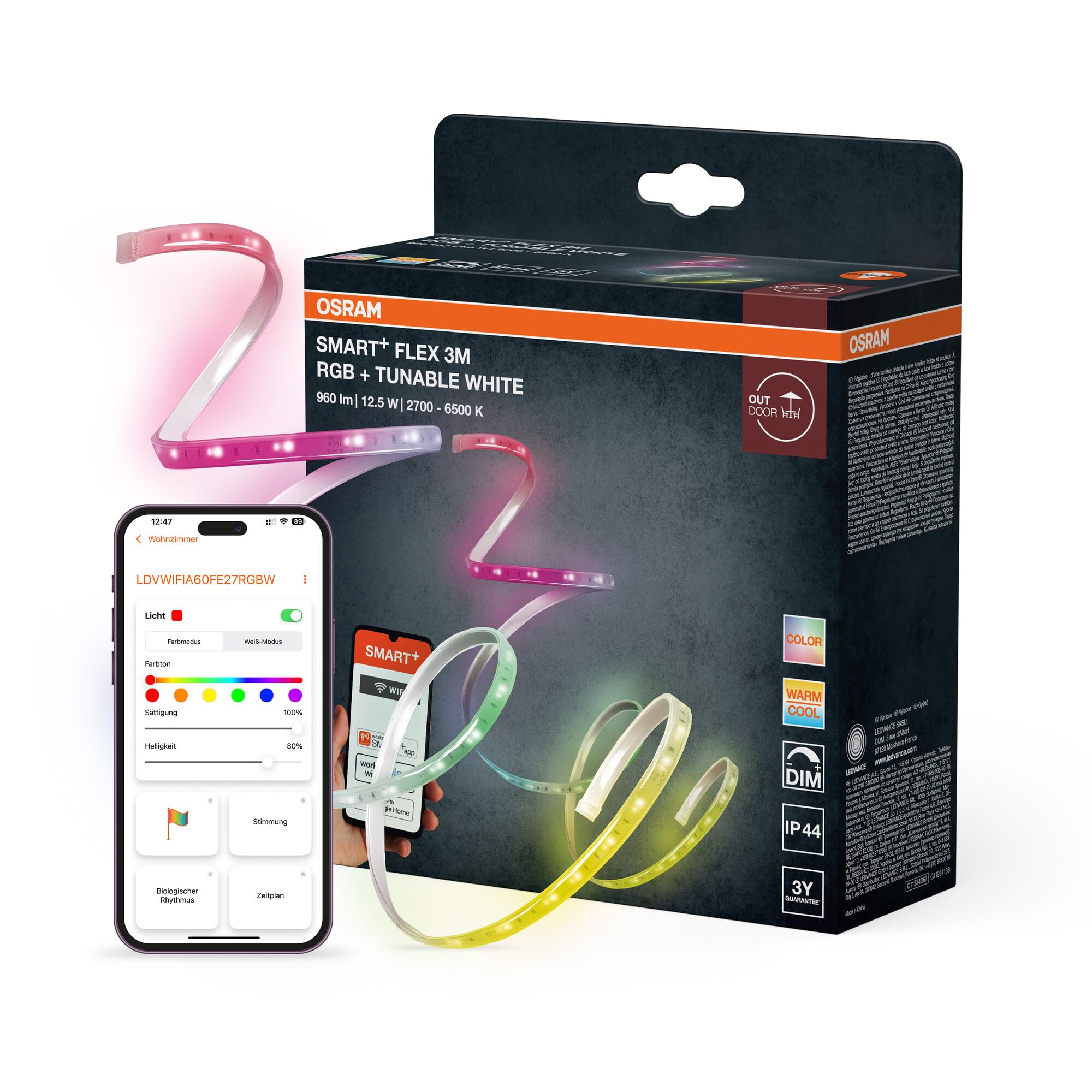 ams OSRAM SMART+ OUTD FLEX LED-Streifen 3M RGB IP44