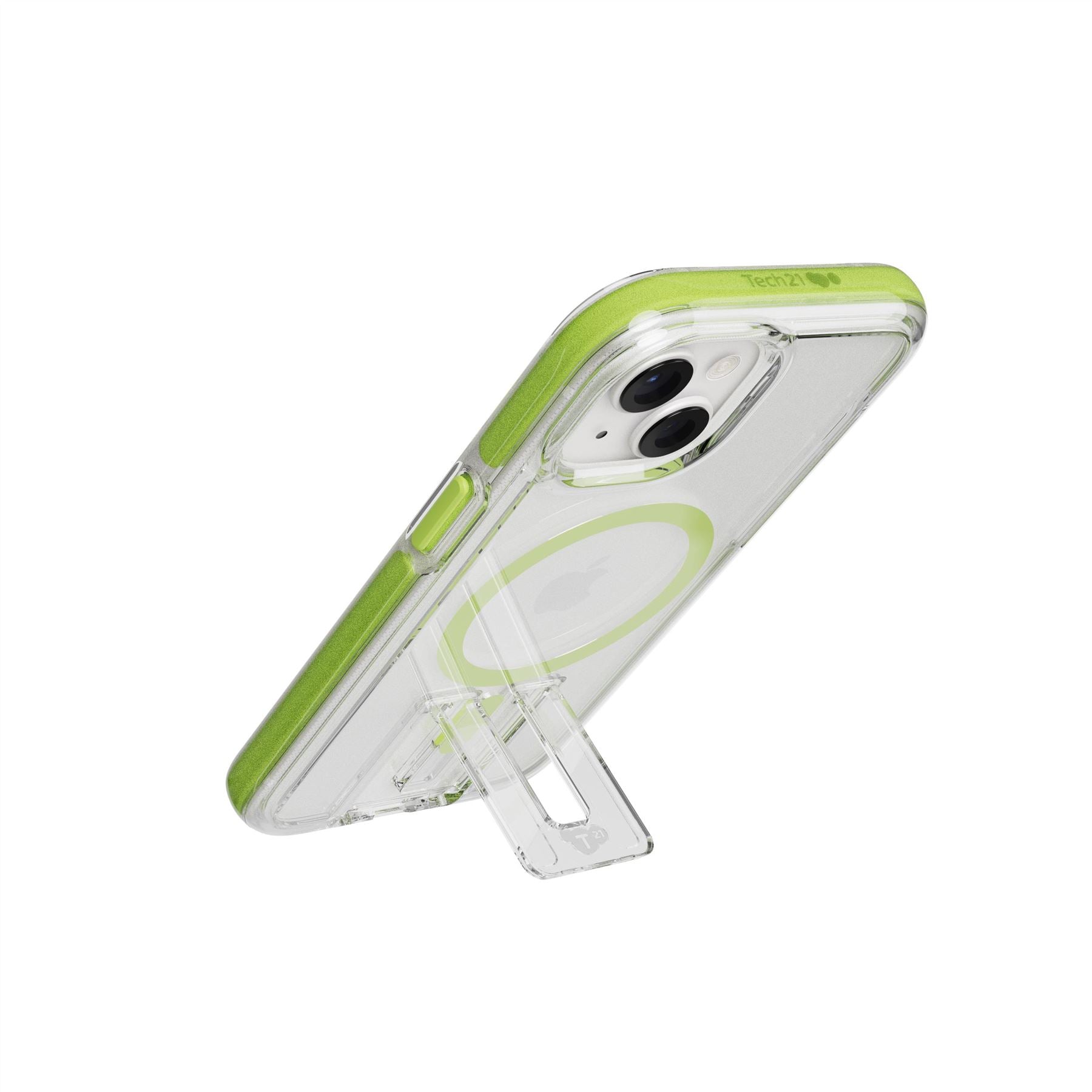 Tech21 EvoCrystal Kick MagSafe iPhone Hülle Lime Ständer