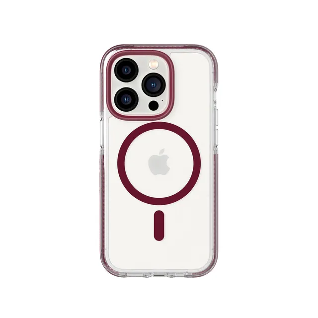 Tech21 EvoCrystal iPhone 14 Pro Hülle Burgundy MagSafe 4,9m