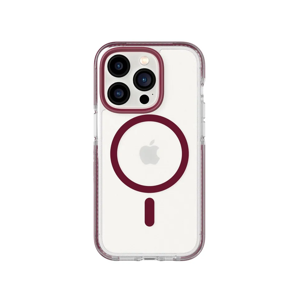 Tech21 EvoCrystal iPhone 14 Pro Hülle Burgundy MagSafe 4,9m