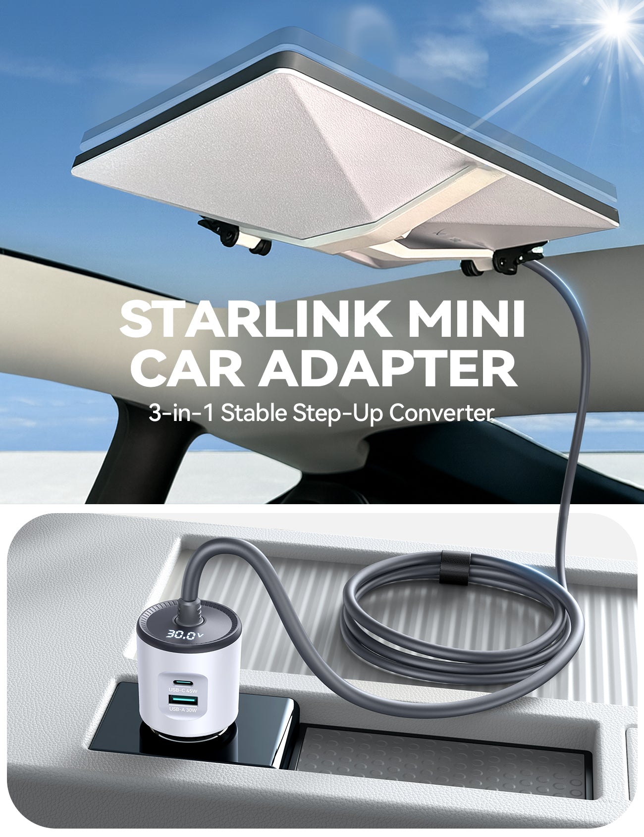 JOYROOM JR-CL33 Starlink Mini Autoadapter Weiß 30V 60W