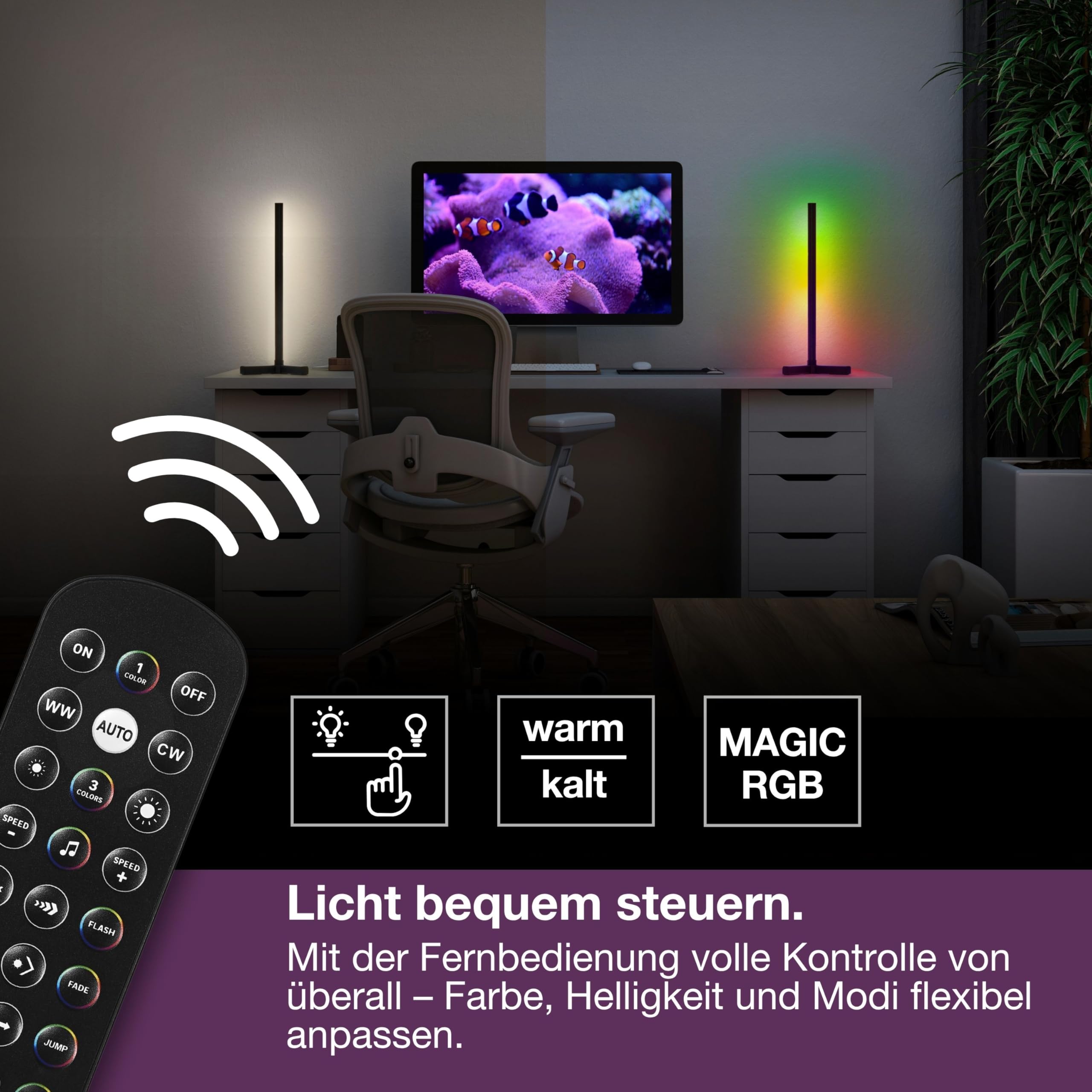 OSRAM SMART+ Corner Table Tischleuchte 40cm silber RGB