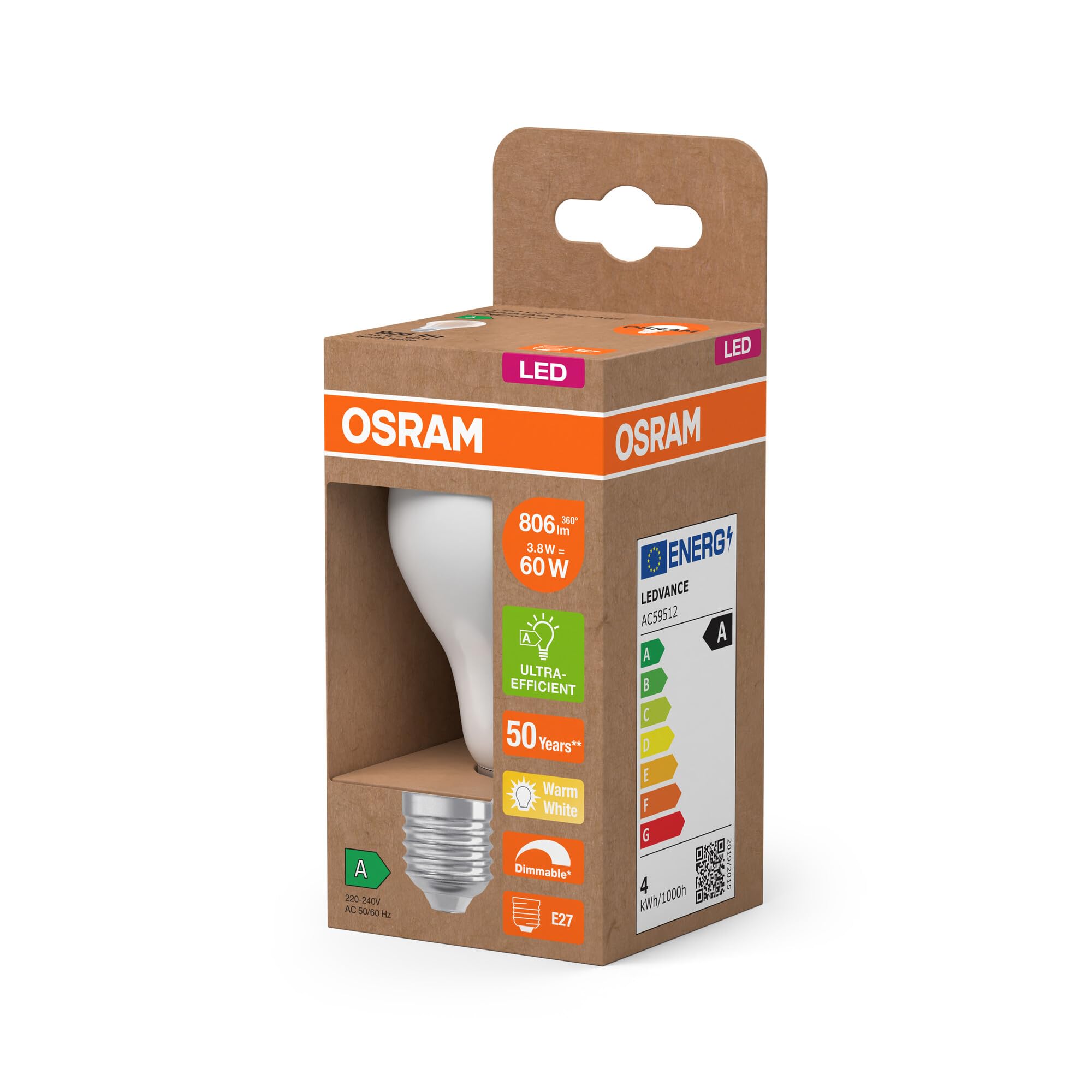 ams OSRAM SMART+ Classic A60 LED-Lampe E27 dimmbar 6er-Pack