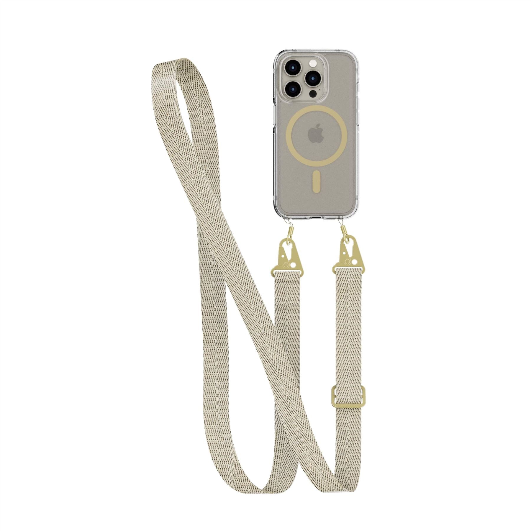 Tech21 FlexQuartz iPhone 15 Pro Handyhülle Gold MagSafe + Band