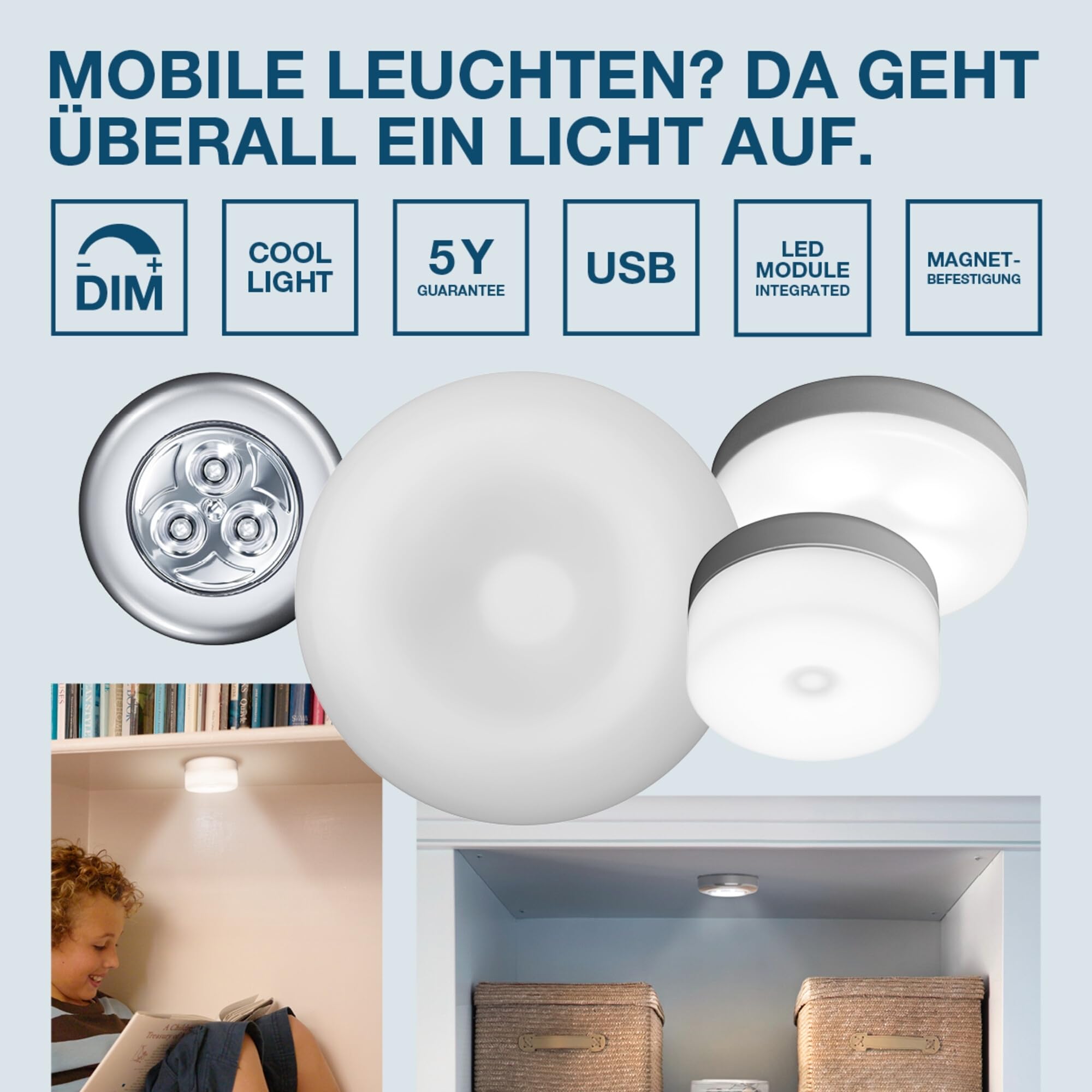 ams OSRAM SMART+ Dot-It Touch Slim LED-Leuchte Weiß USB dimmbar