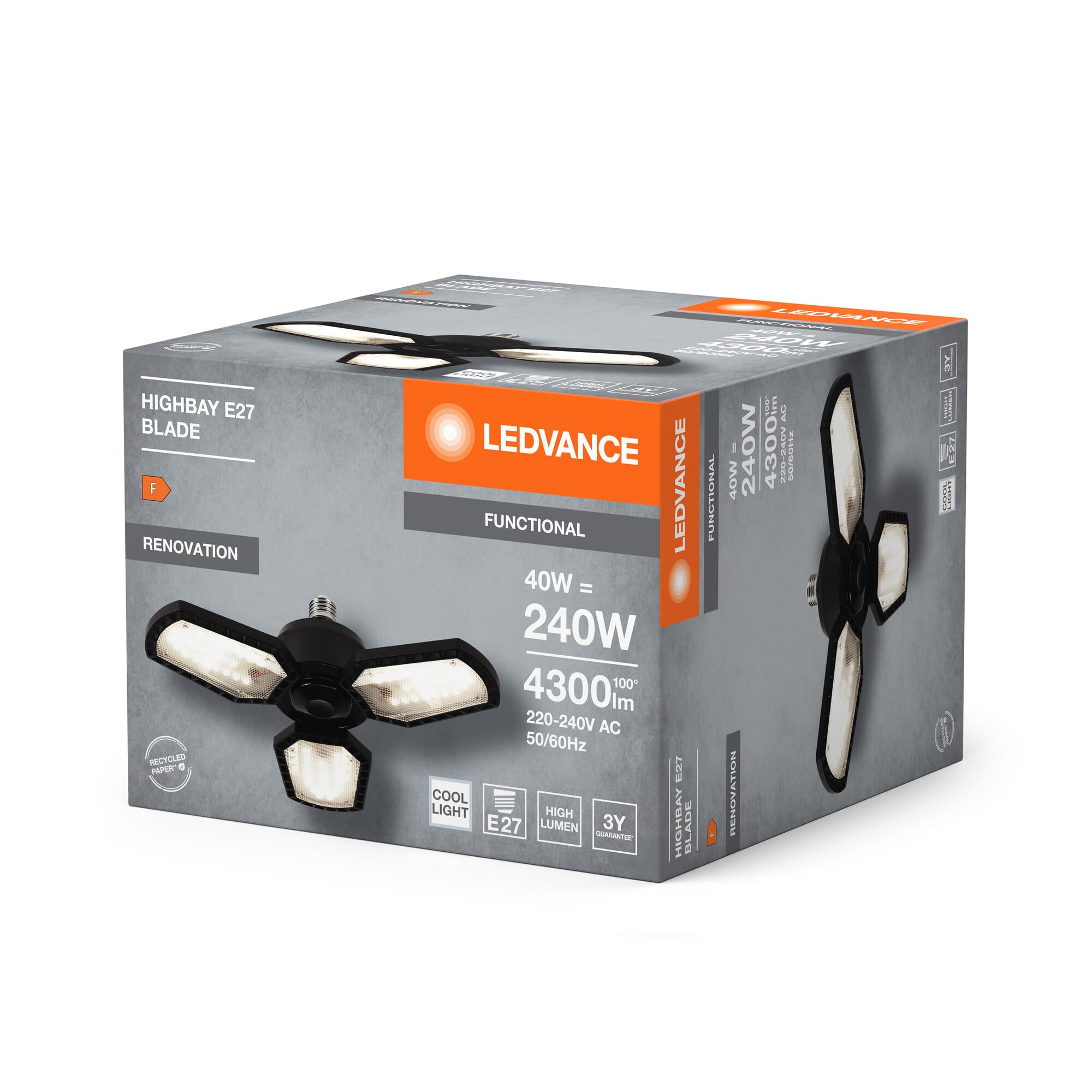 ams OSRAM SMART+ Highbay Blade Deckenlampe Schwarz 45W neutralweiss
