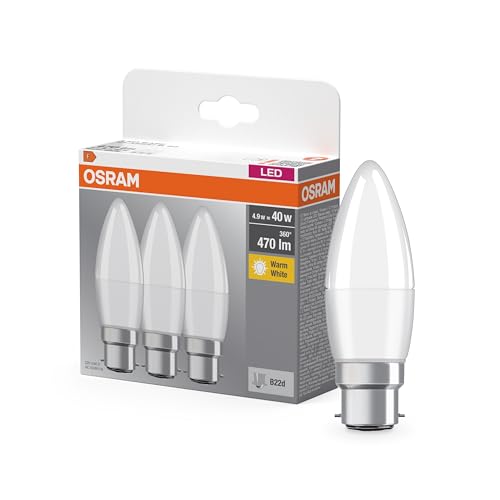 ams OSRAM BASE CLASSIC B LED-Lampe B22d 4,9W 3er-Pack warmweiß