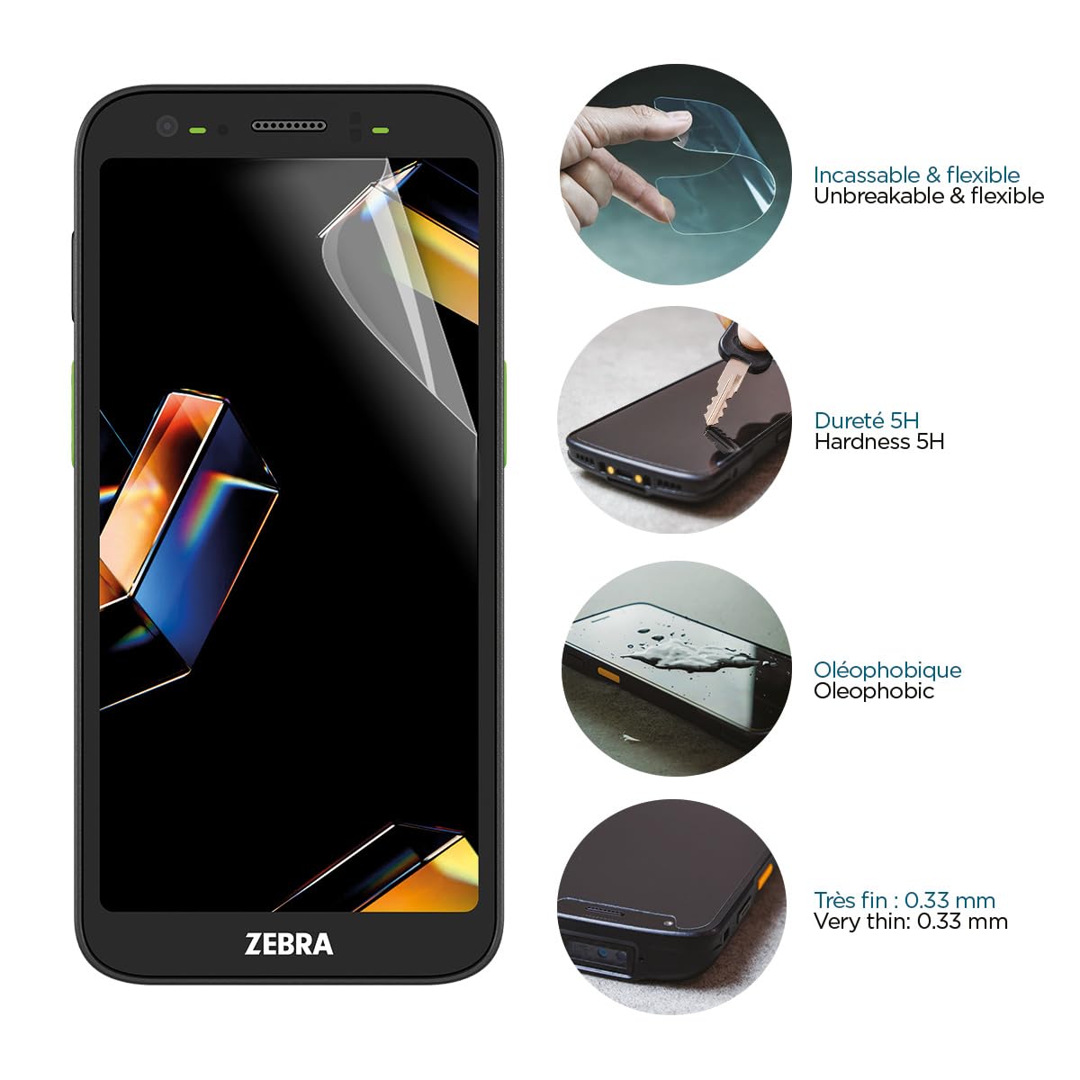 Mobilis Displayschutzfolie Zebra TC501 TC701 IK06