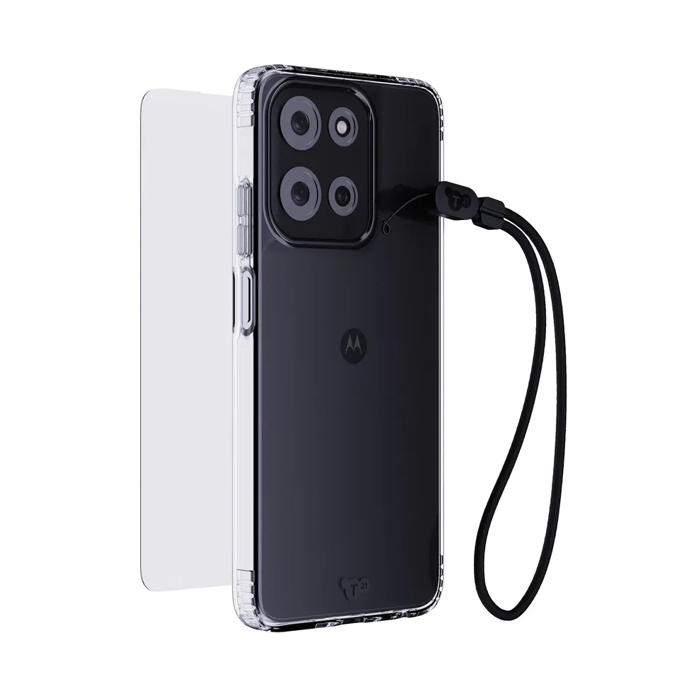 Tech21 EvoLite Motorola moto g Hülle Clear 3-in-1 Bundle Glas