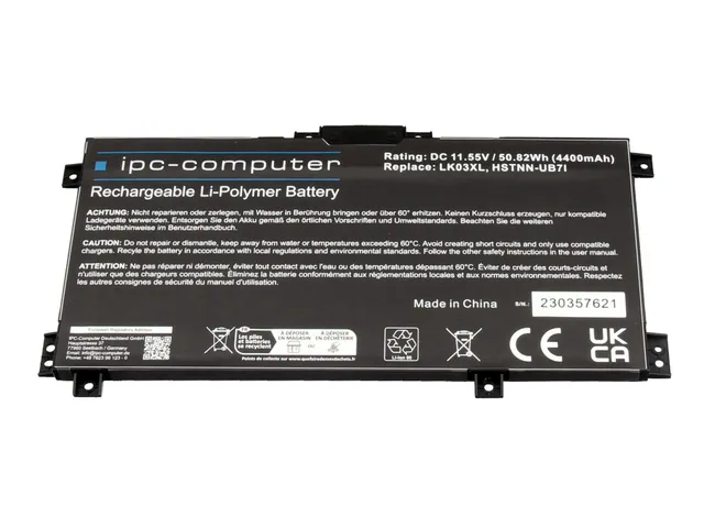IPC-Computer Akkus L09281-855 Laptop Akku 50Wh schwarz