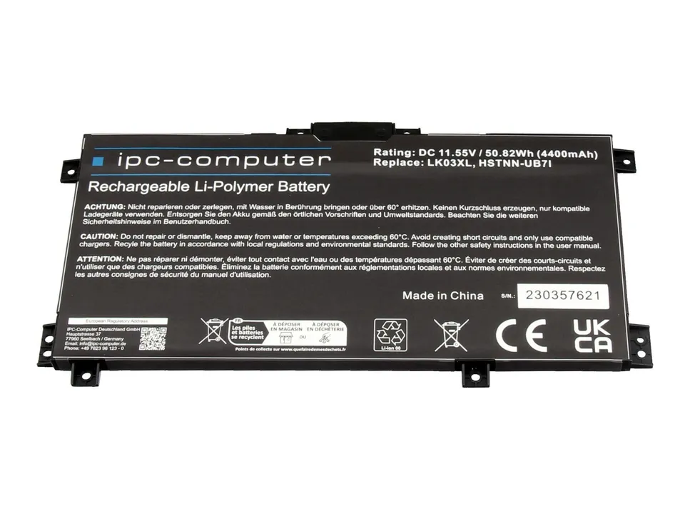 IPC-Computer Akkus L09281-855 Laptop Akku 50Wh schwarz