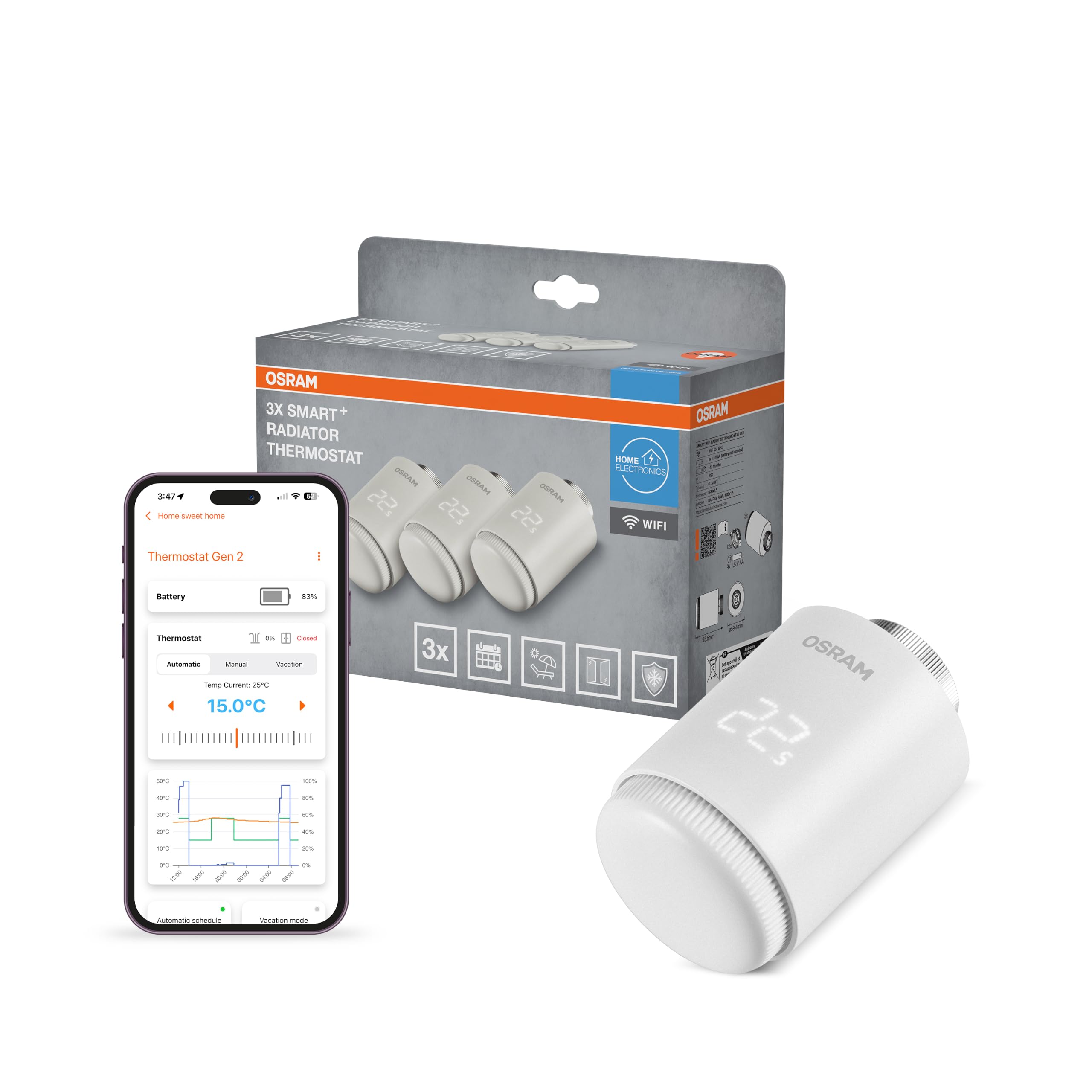 ams OSRAM SMART+ Radiator Thermostat Gen2 WiFi 3er Pack