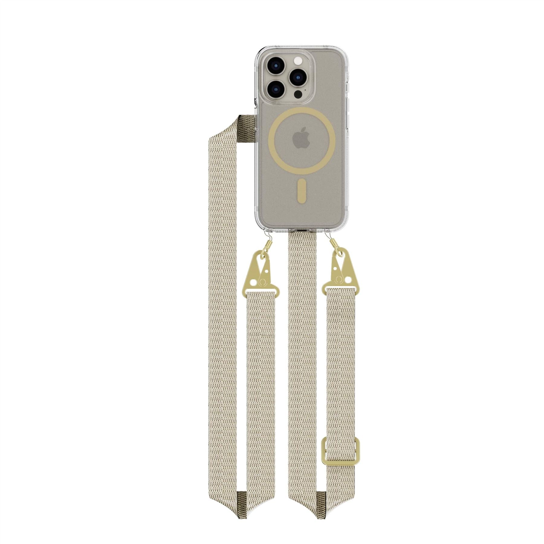 Tech21 FlexQuartz iPhone 15 Pro Handyhülle Gold MagSafe + Band