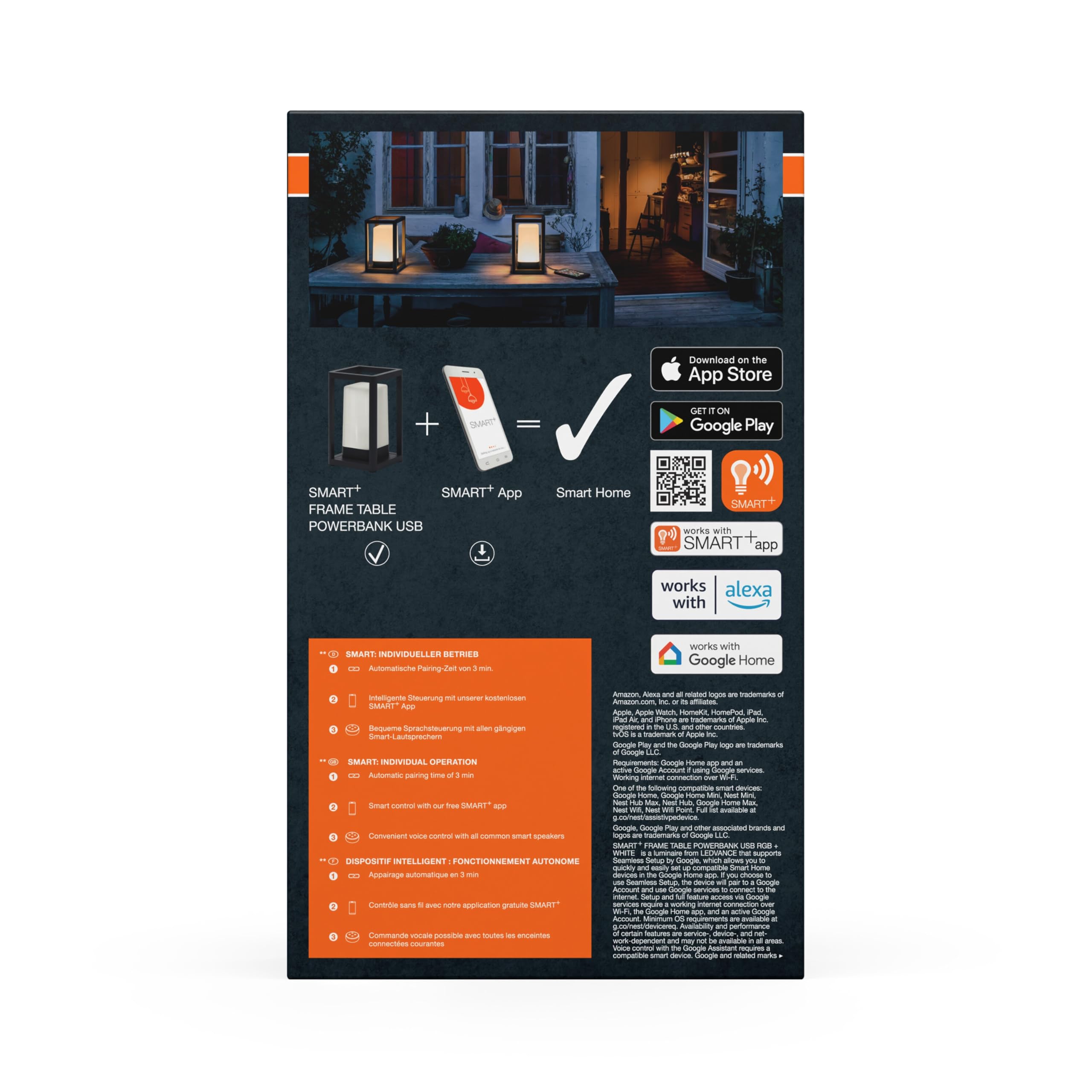 OSRAM SMART+ Table Frame Tischleuchte RGB IP44 mit Powerbank