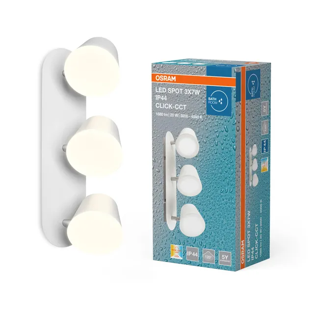 OSRAM Click-CCT 3er-Spot Badleuchte weiß IP44