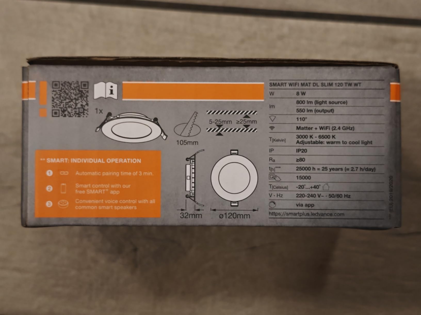 OSRAM SMART+ Matter Downlight 120mm weiß dimmbar 8W