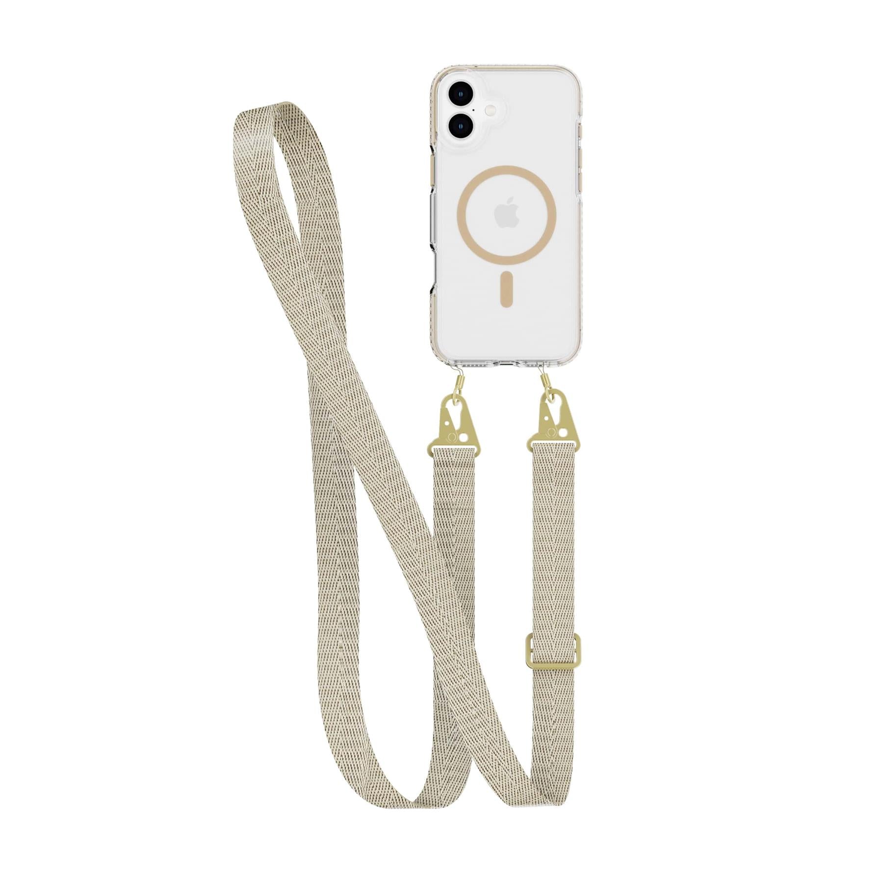Tech21 EvoCrystal iPhone 16 Plus Hülle Gold mit Cross-Body