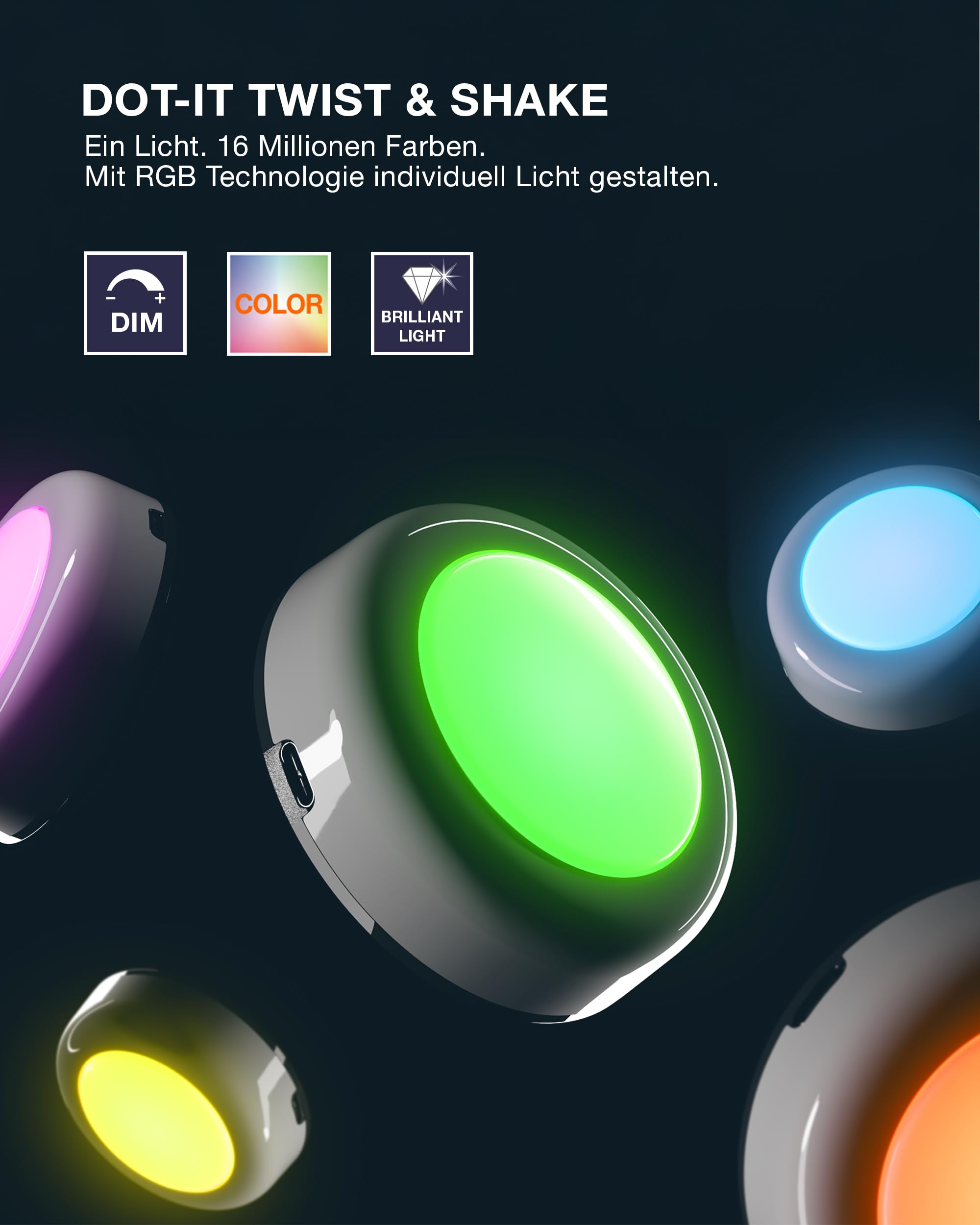 ams OSRAM SMART+ DOT-IT Nachtlicht RGB magnetisch 6er