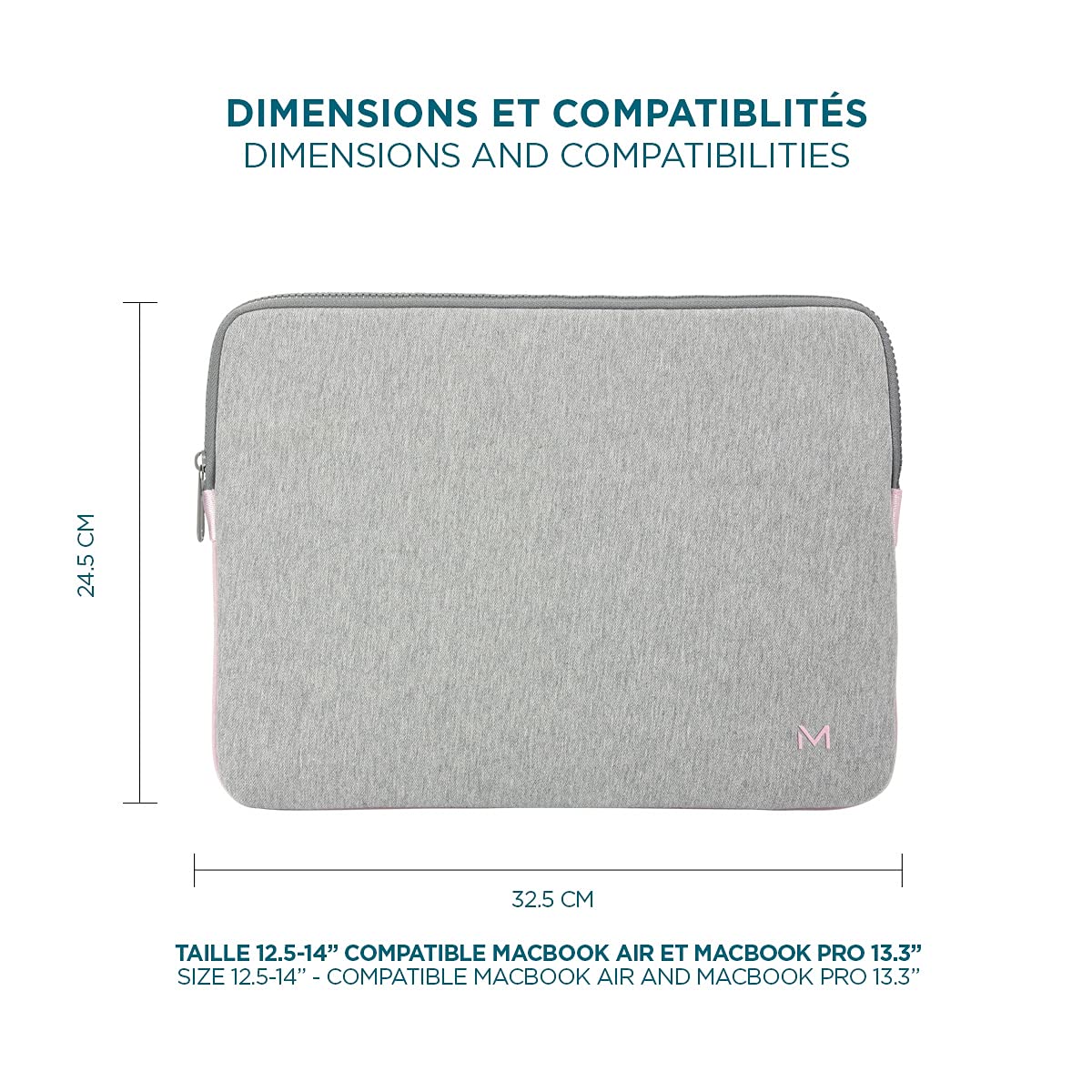 Mobilis Laptop Sleeve 14 Zoll Memory-Foam grau rosa