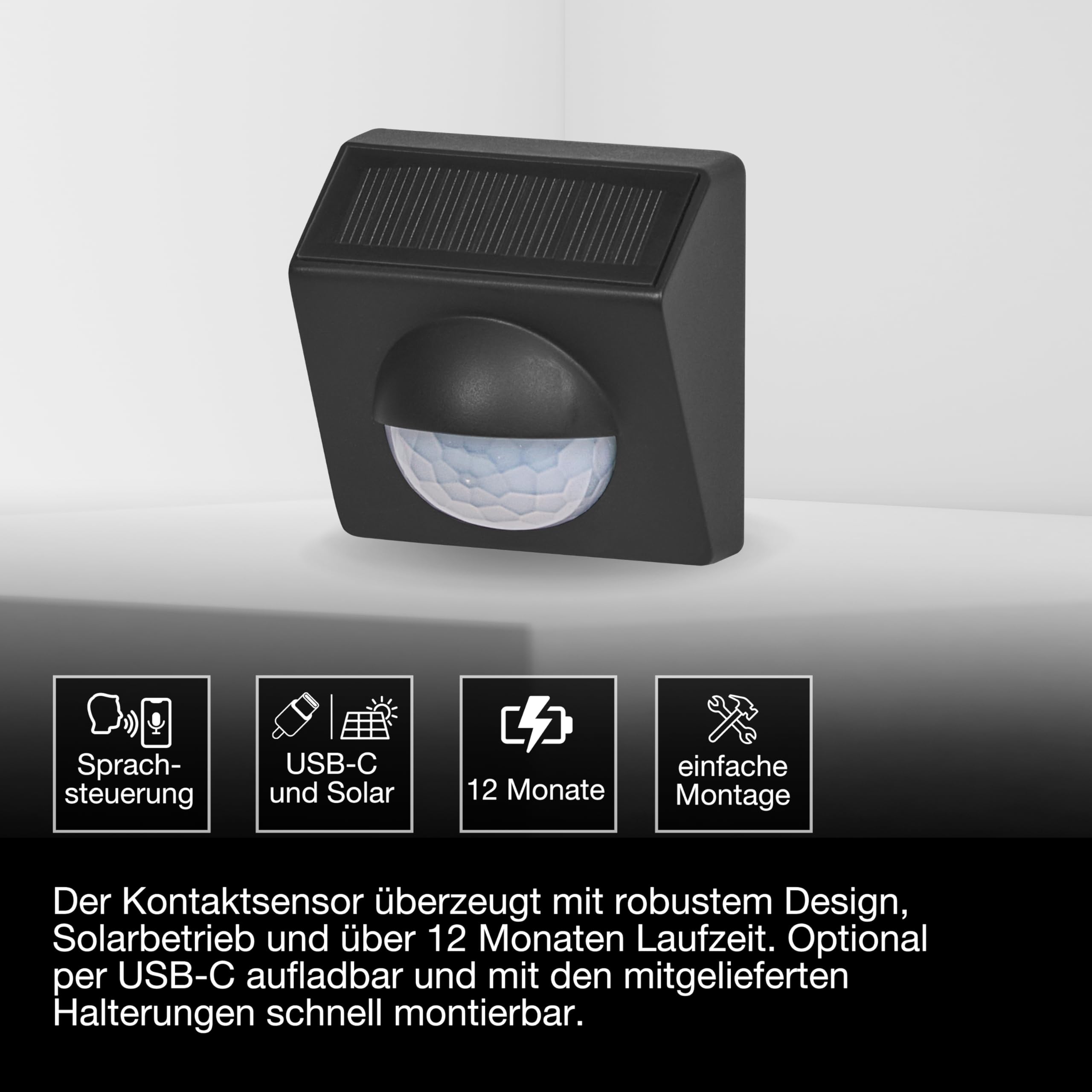 ams OSRAM SMART+ Bewegungsmelder Aussen Dunkelgrau Solar IP65