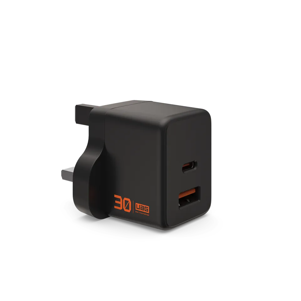 UAG SRGE 30W Wandladegerät USB-C USB-A GaN UK-Stecker