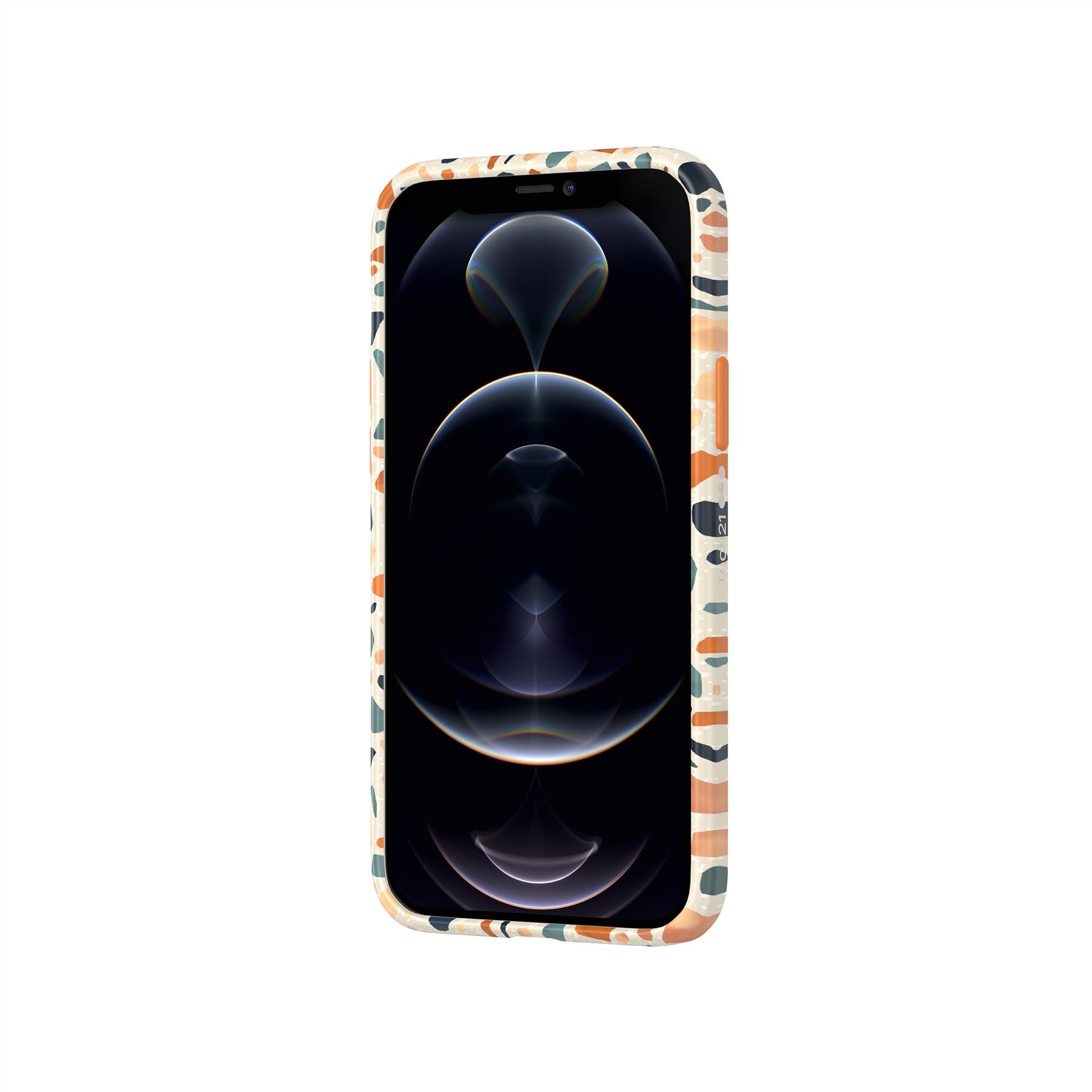 Tech21 Eco Art iPhone 12 Hülle Terazzo Orange Muster
