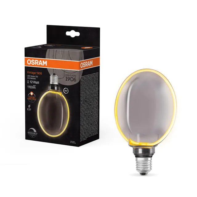 ams OSRAM Vintage 1906 Globe 130 LED E27 Smoke 1800K dimmbar
