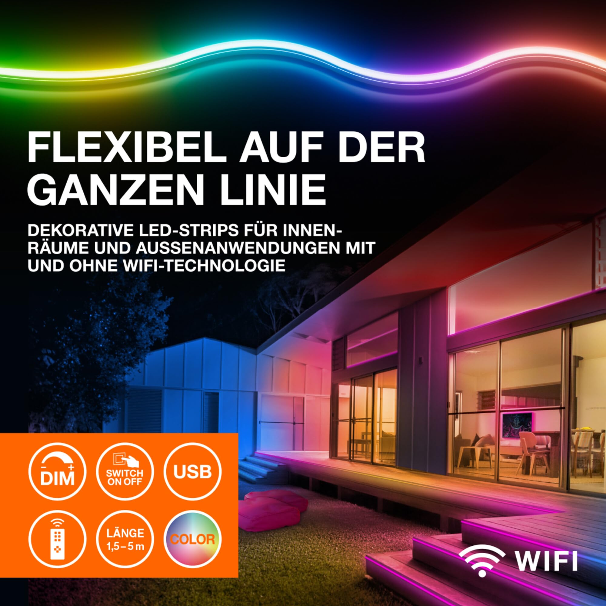 ams OSRAM SMART+ OUTD FLEX LED-Streifen 3M RGB IP44