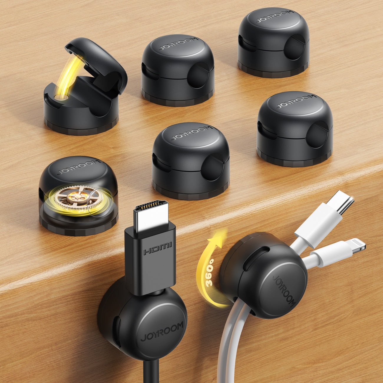 JOYROOM Kabelhalter Magnetisch 8 Stück Schwarz Kabel Organizer