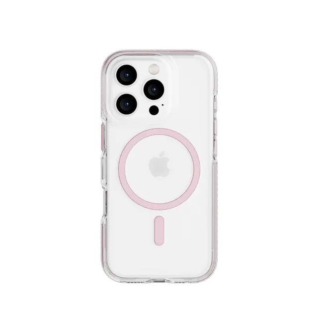 Tech21 EvoCrystal MagSafe iPhone 16 Pro Hülle Clear/Pink stoßfest