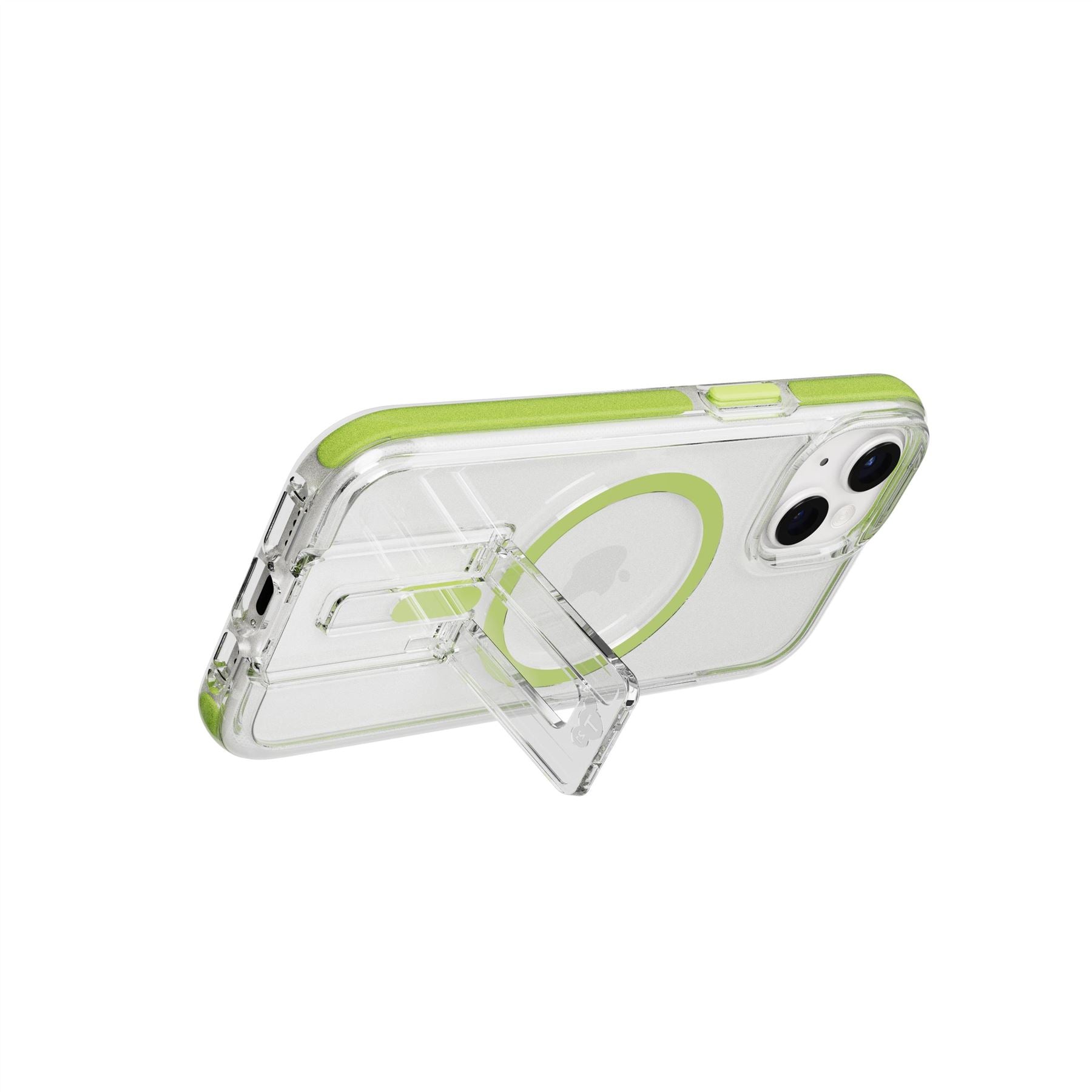 Tech21 EvoCrystal Kick MagSafe iPhone Hülle Lime Ständer