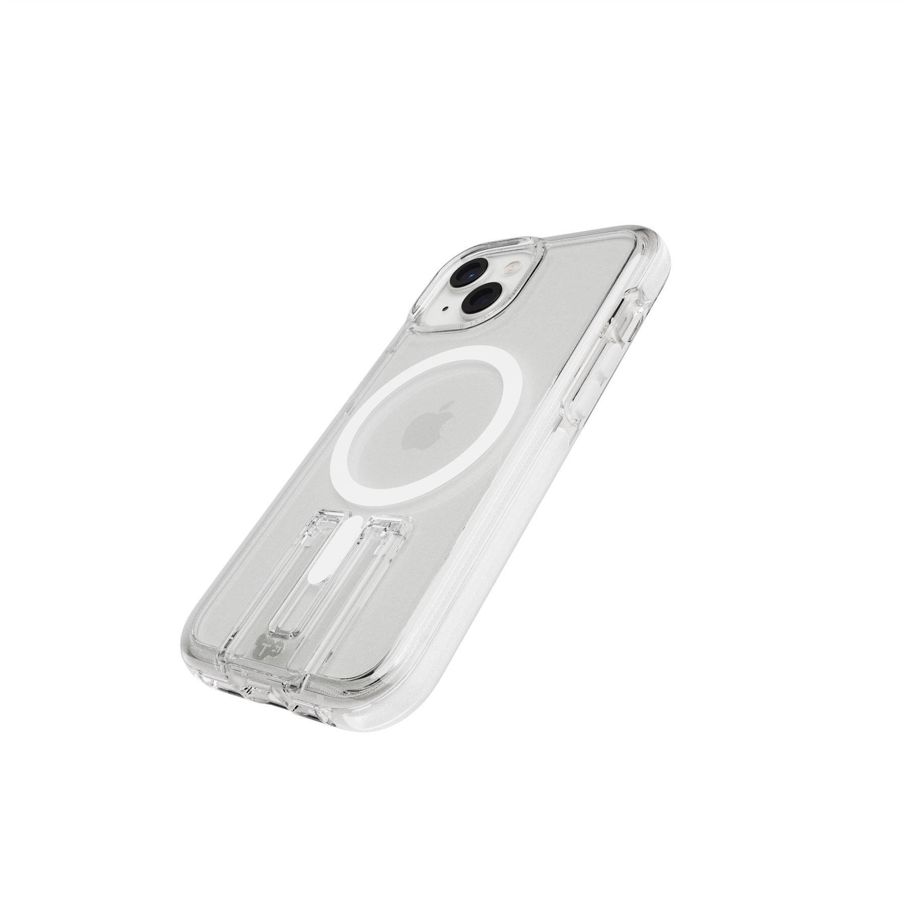 Tech21 EvoCrystal Kick iPhone 13-15 Hülle Clear MagSafe Ständer