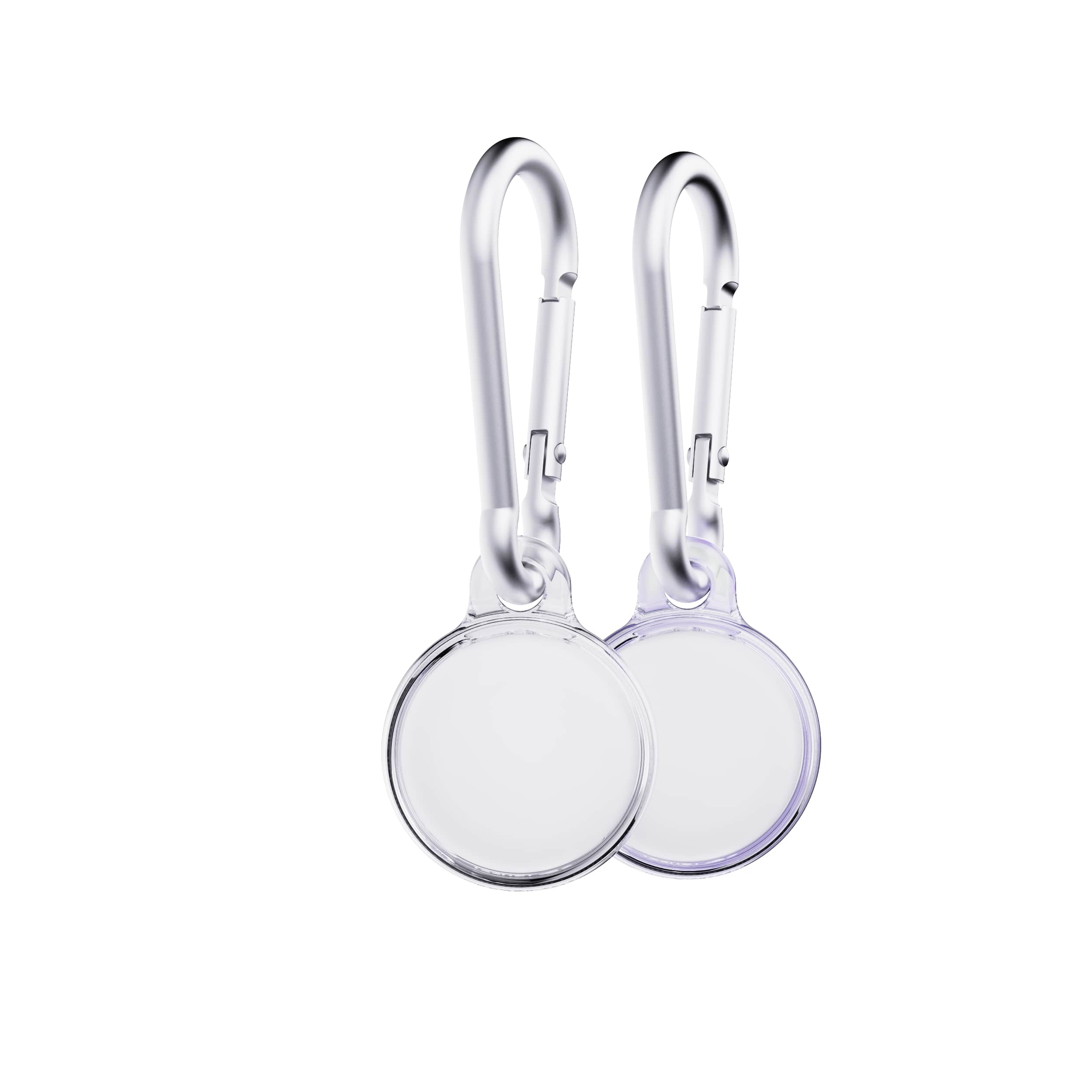 Tech21 EvoPop AirTag Hülle 2er Lila Transparent Karabiner