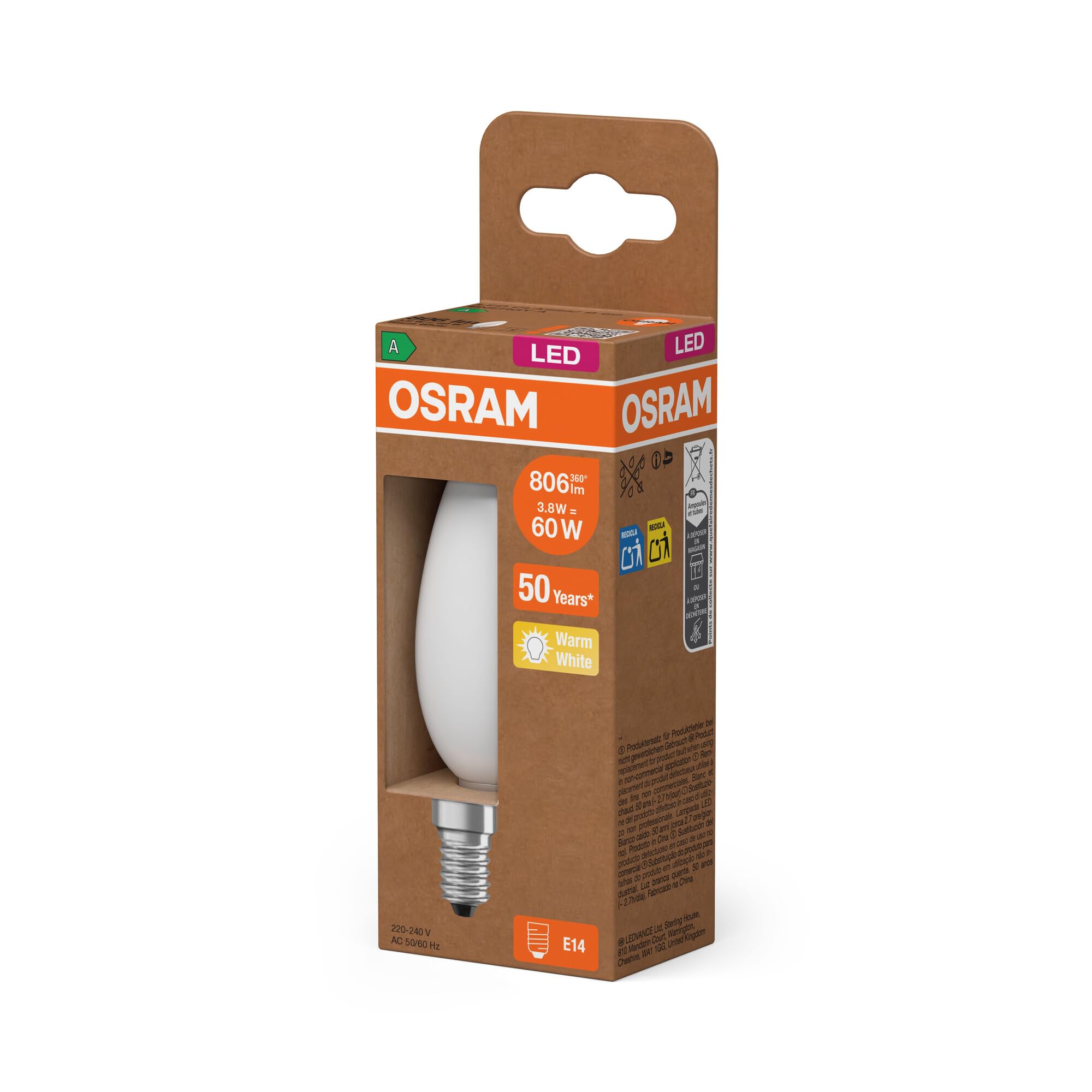 ams OSRAM SMART+ Classic B 60 Filament LED-Lampe E14 matt