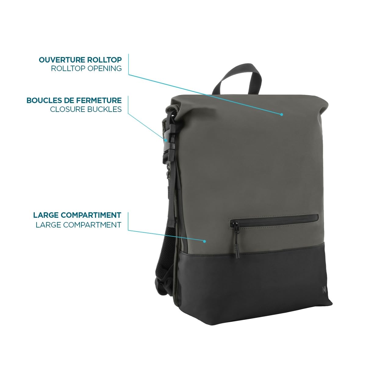 Mobilis Rolltop Laptop-Rucksack 16 Zoll 25L Grau
